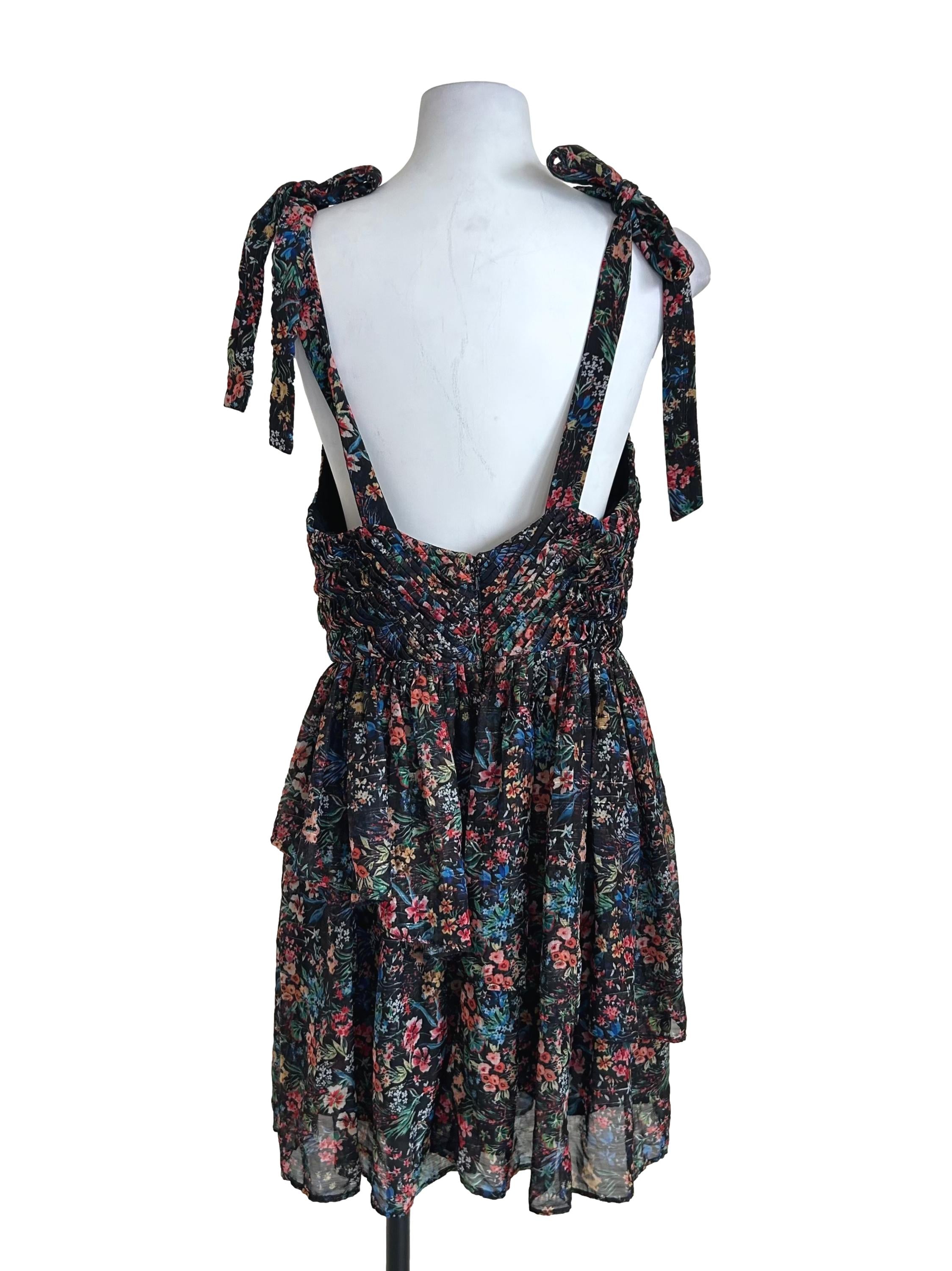 Black Micro Floral Mini Dress
