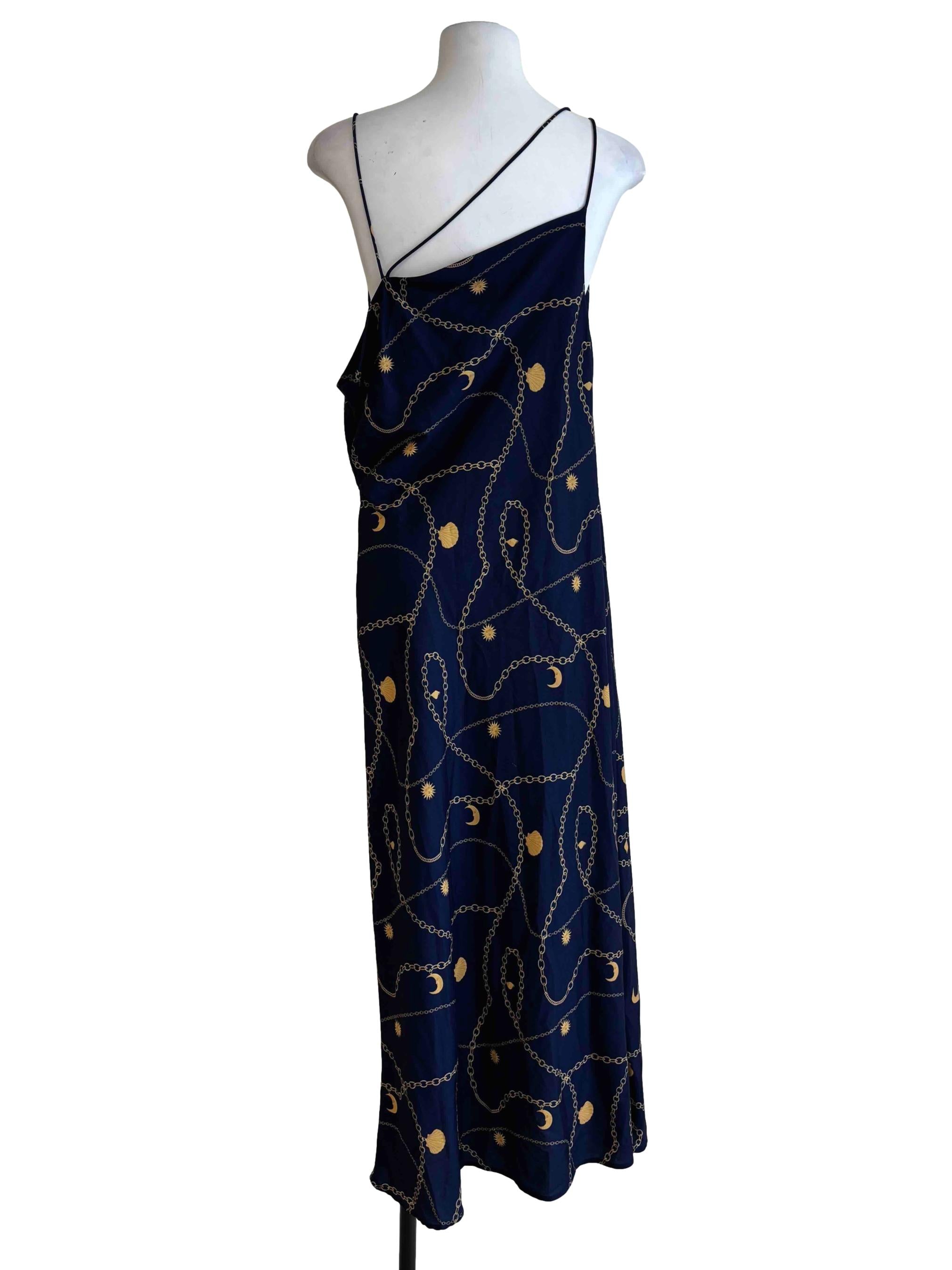 Indigo Blue Asymmetrical Cowl Dress