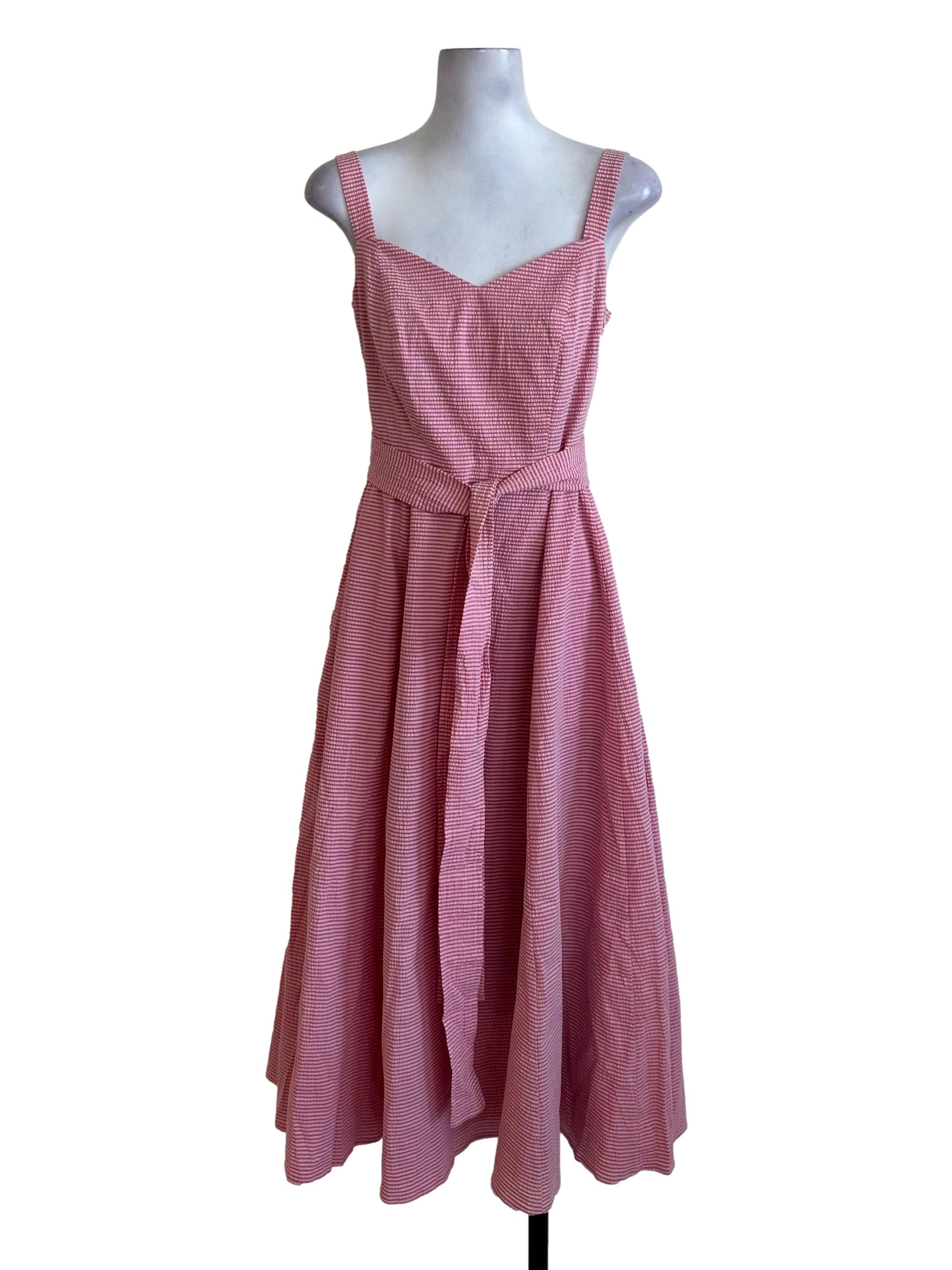 Candy Pink Textured Strap Sun Dress OSN