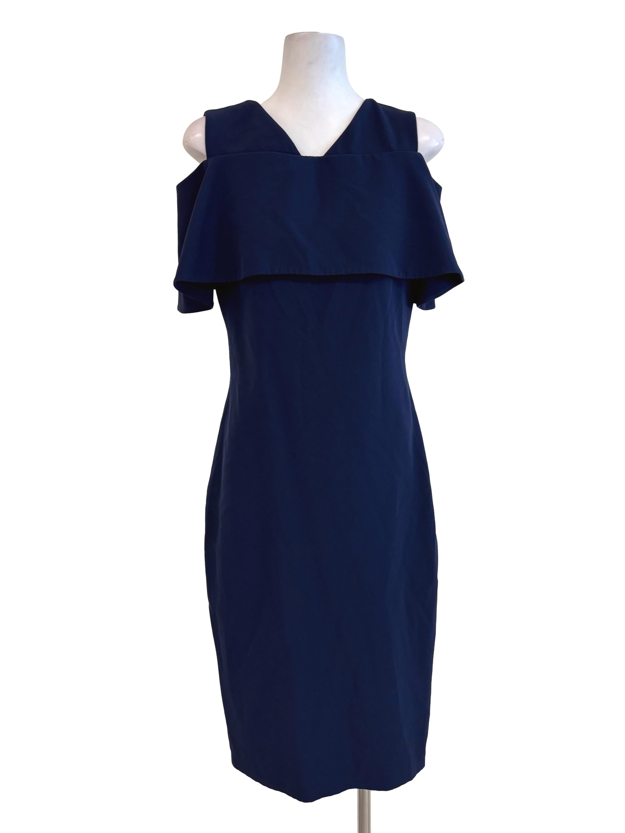 Navy Blue Sleeveless Sheath Dress