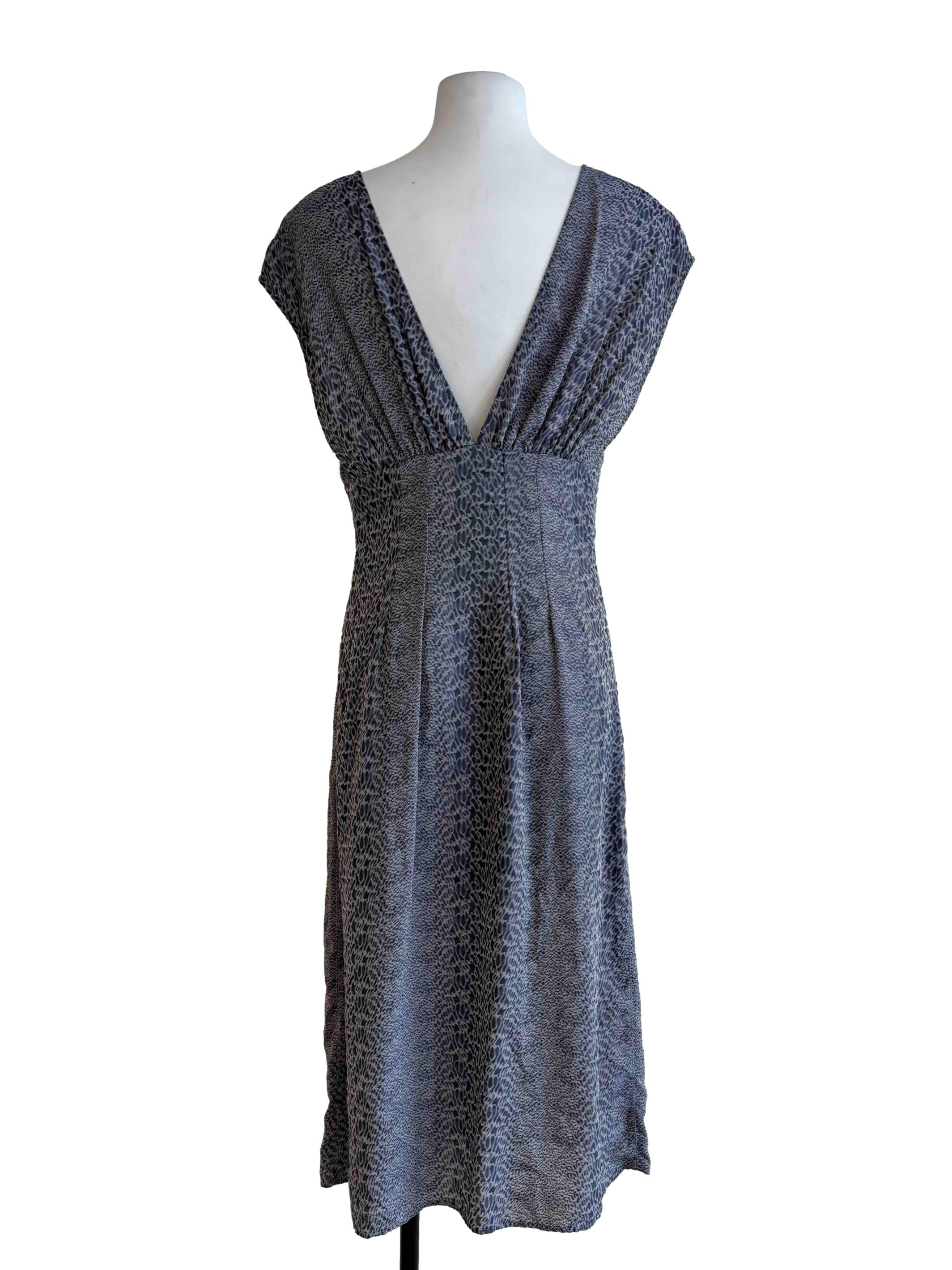 Stone Blue Buttoned Cheetah Dress