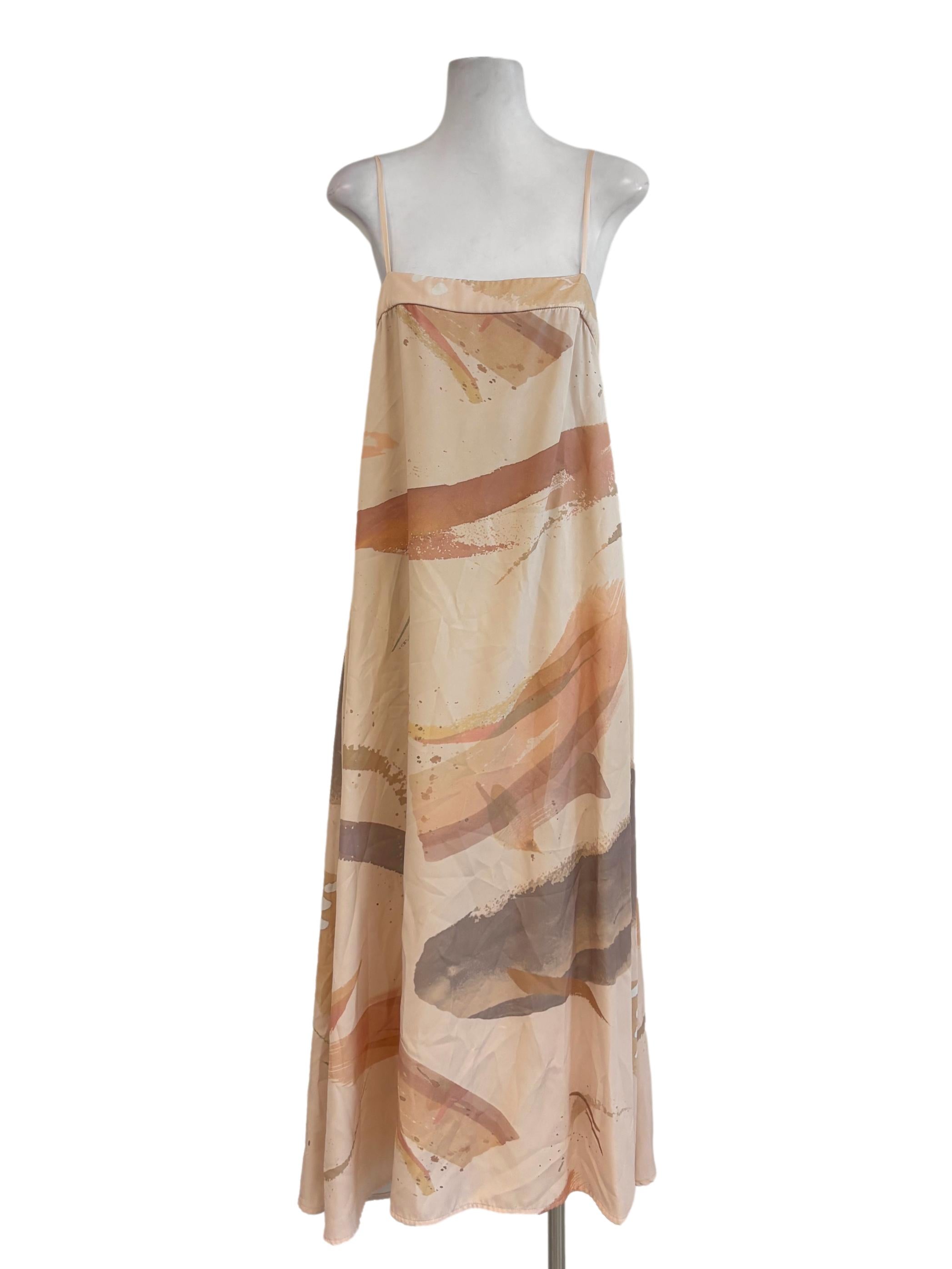 Peach Streak Patterned Cami Dress