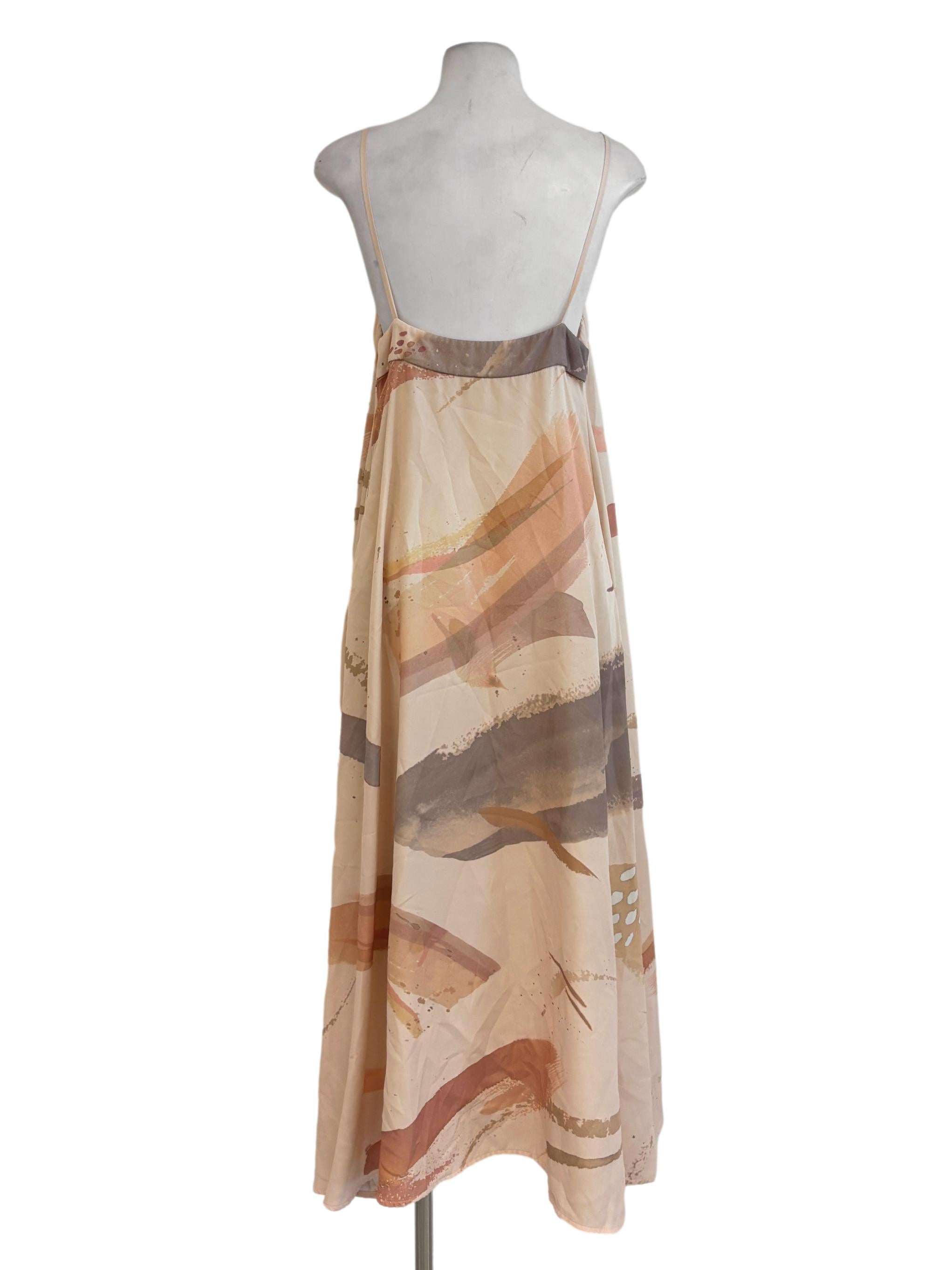 Peach Streak Patterned Cami Dress