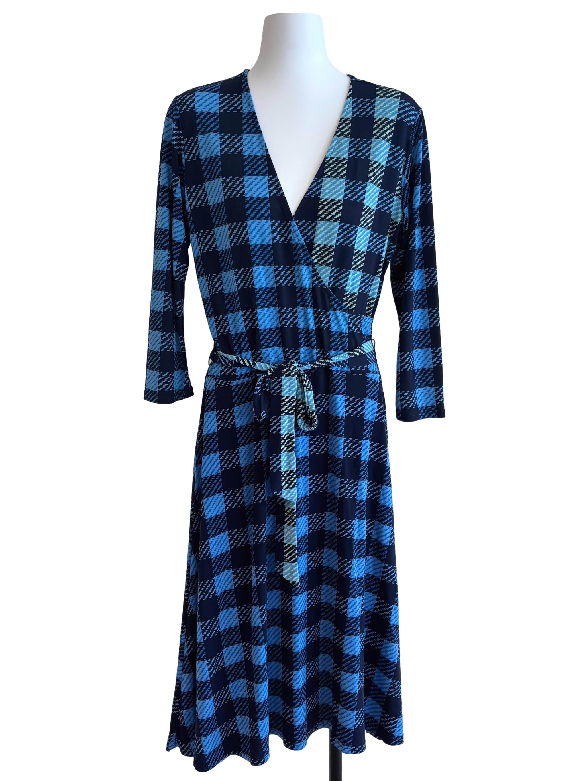 Blue Checks Perfect Wrap Dress CSN