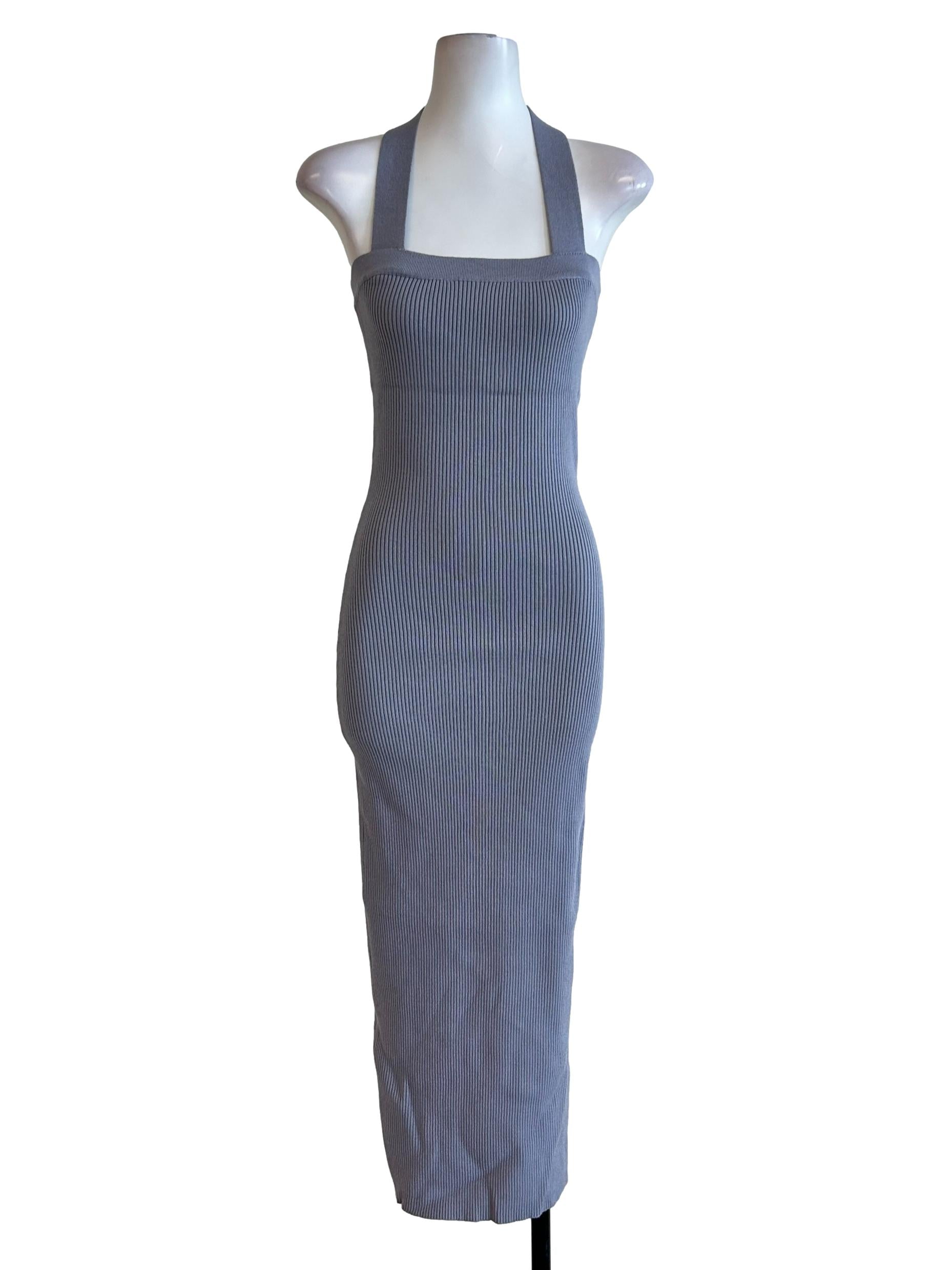 Lavender Purple Knit Bodycon Halter Dress