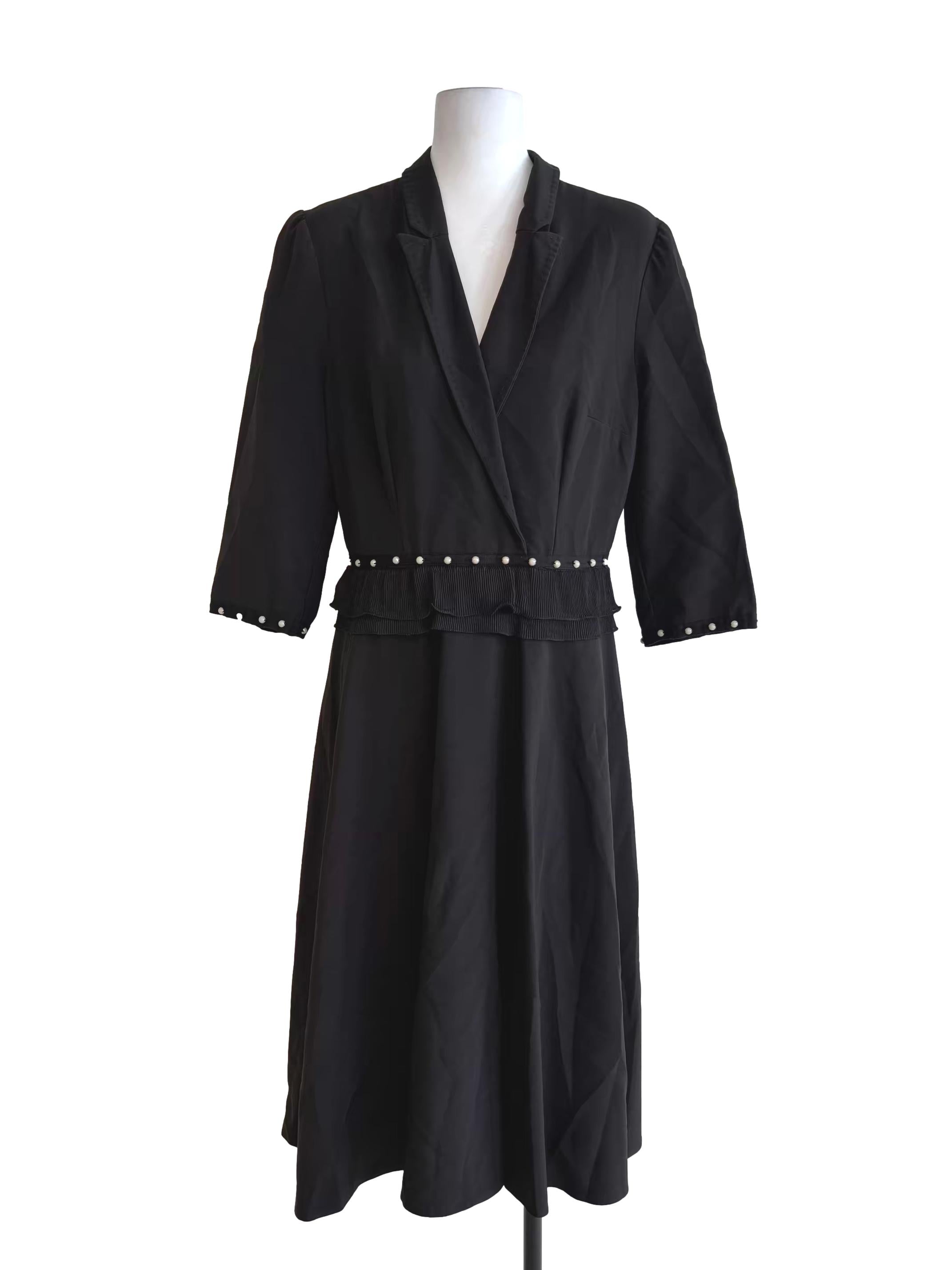 Onyx Black Surplice A-Line Dress