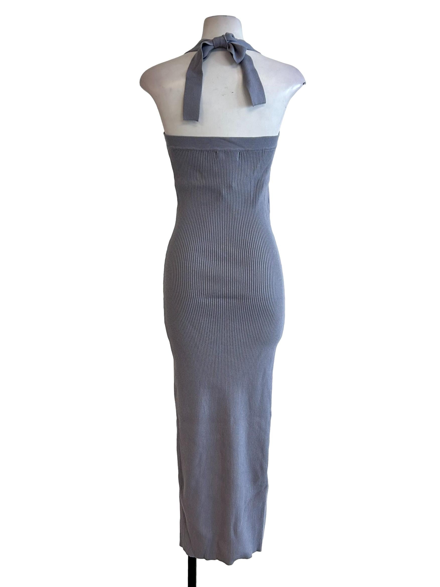Lavender Purple Knit Bodycon Halter Dress