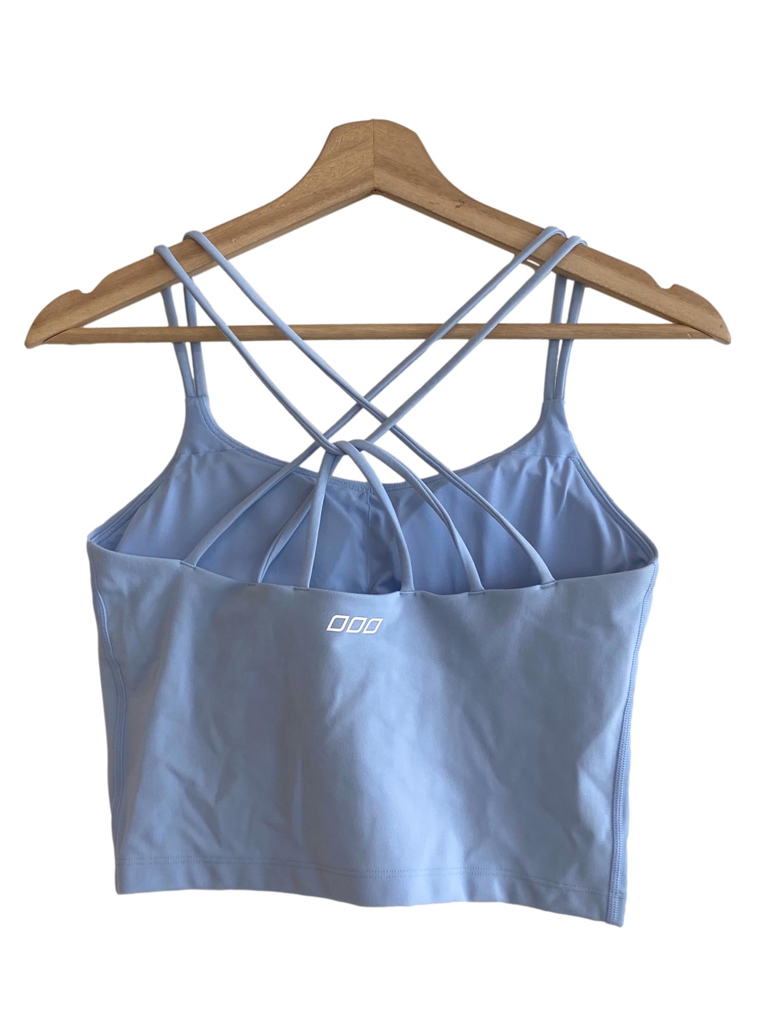 Sky Blue Spaghetti Straps Crop Top