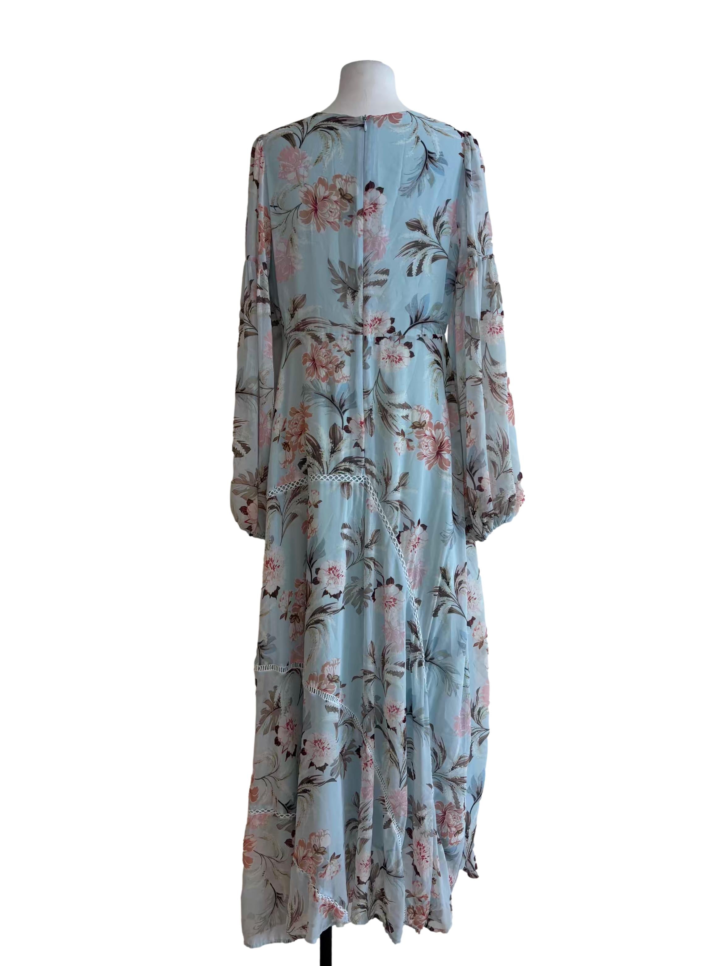 Sky Blue Floral Maxi Dress