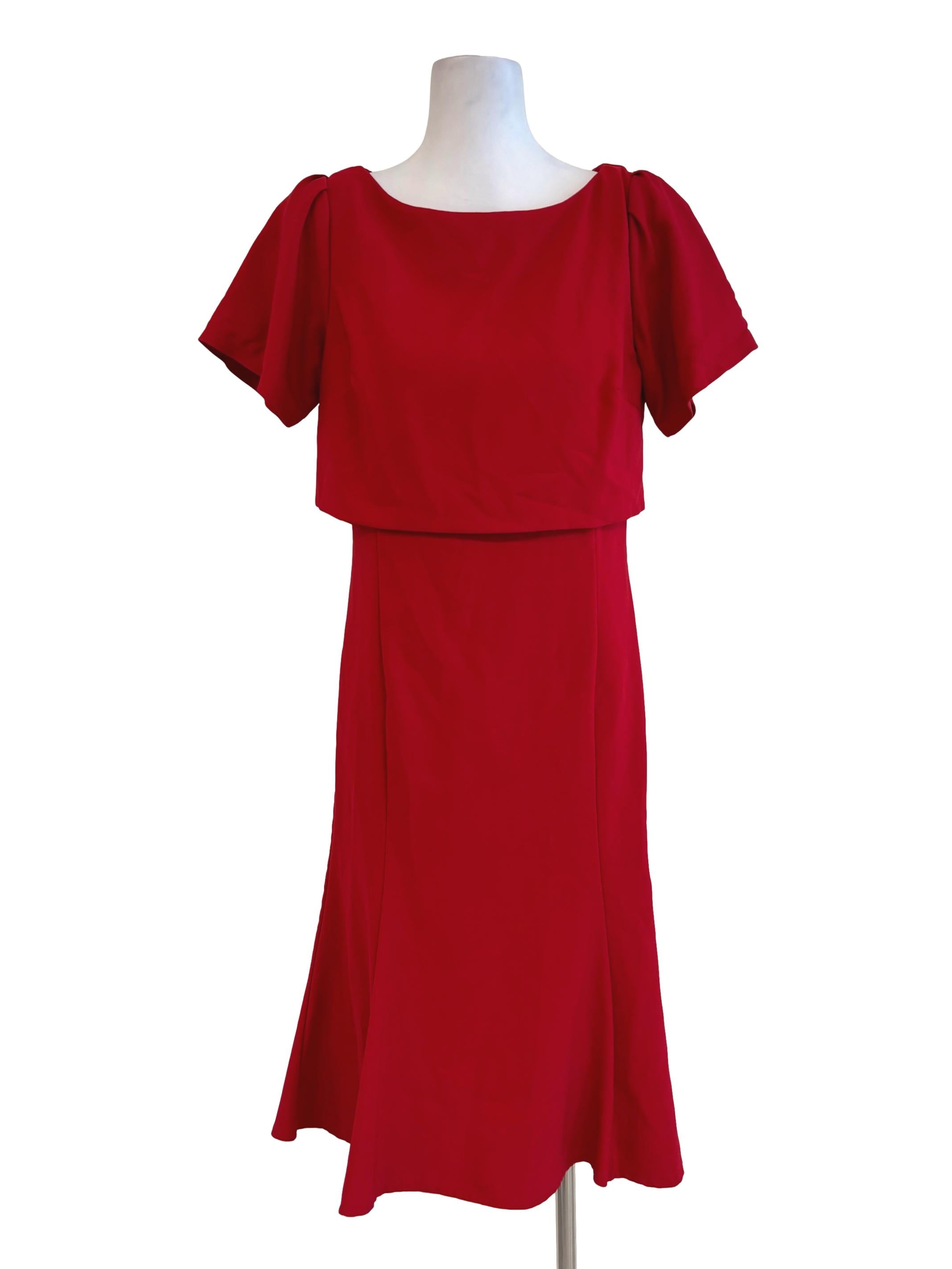 Bright Red Short Sleeve Sheath Dress