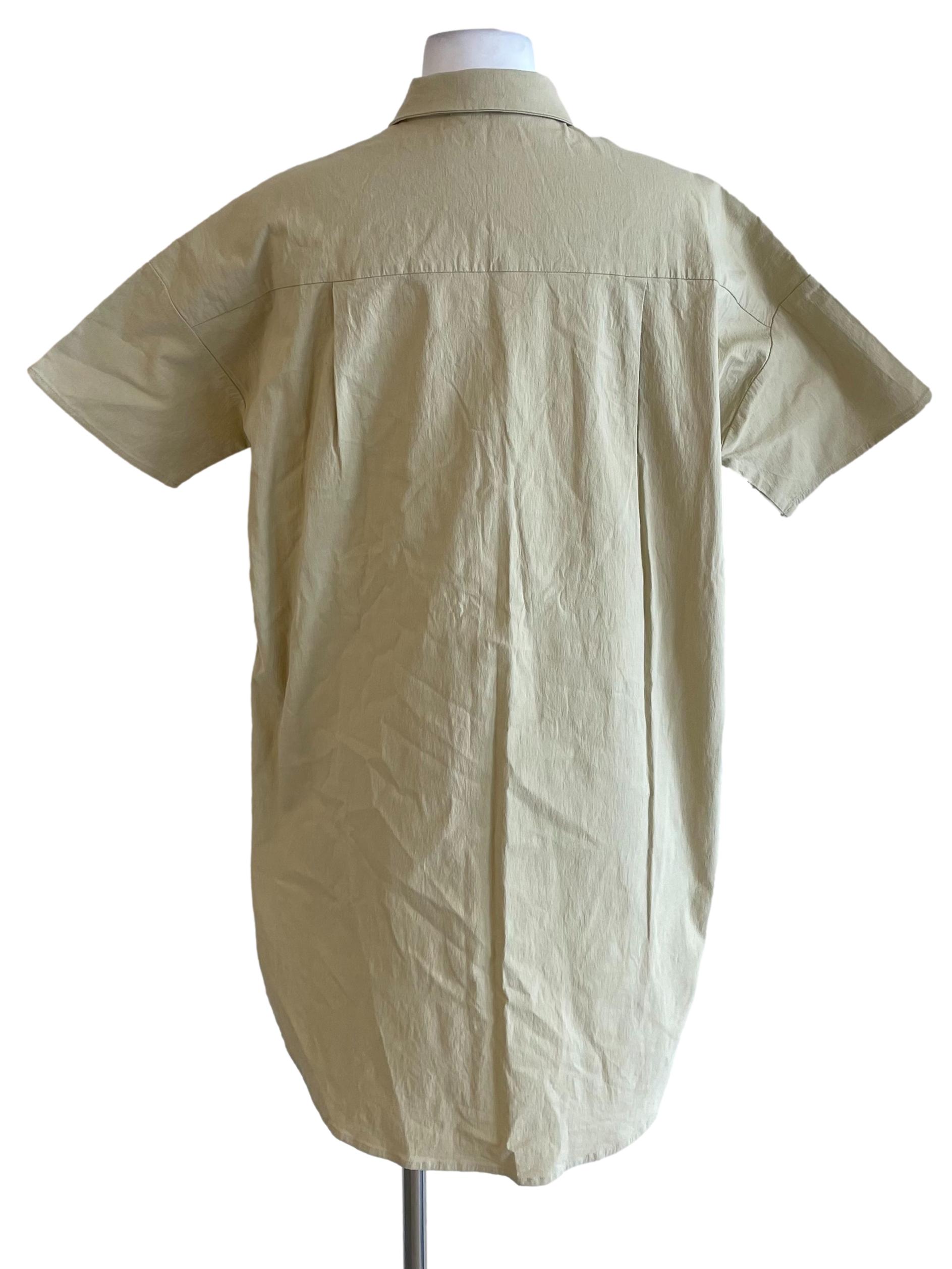 Nude Cotton Button-Down Shirt Dress OSN