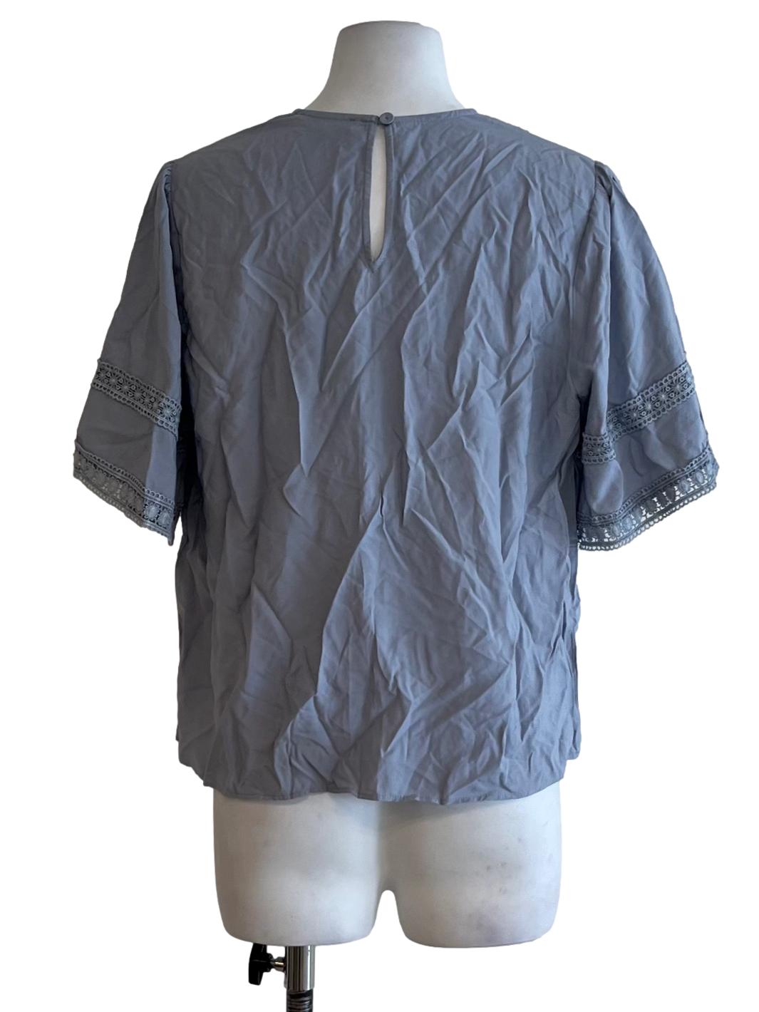 Slate Blue Jewel Neckline Blouse