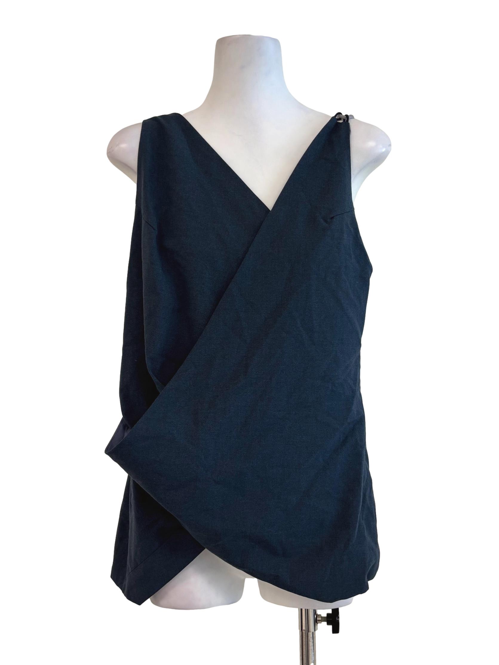 Stone Blue Asymmetrical Wrap Top