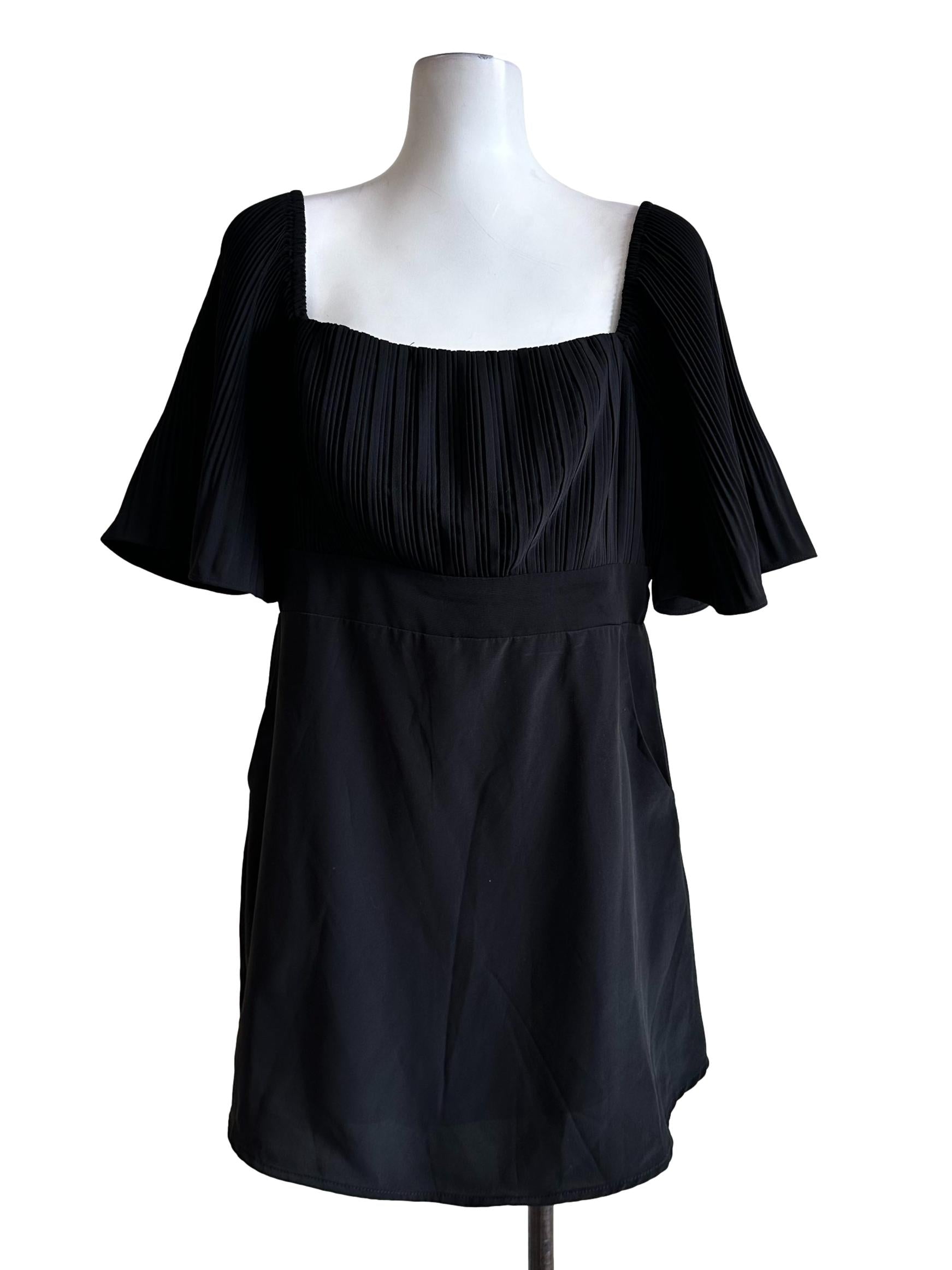 Black Pleated Pattern Romper