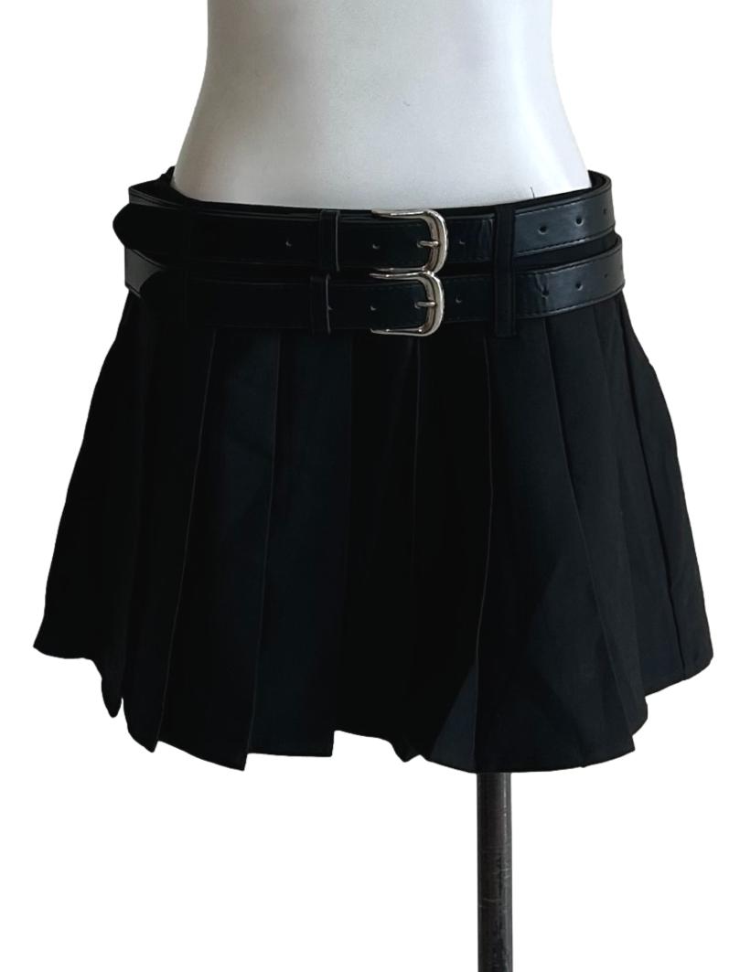 Black Thesis Belted Mini Skirt