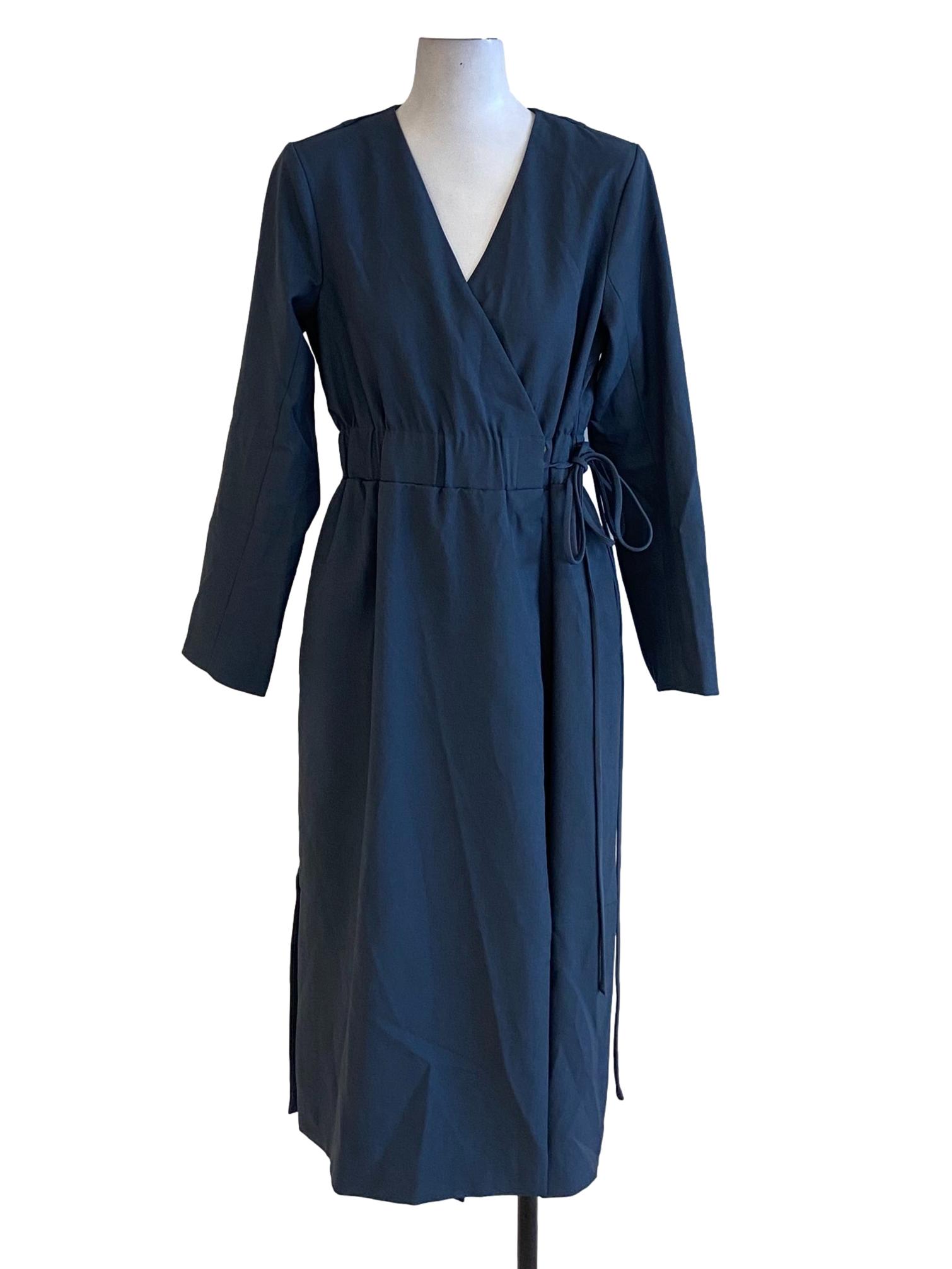 Midnight Blue V-Neck Wrap Dress