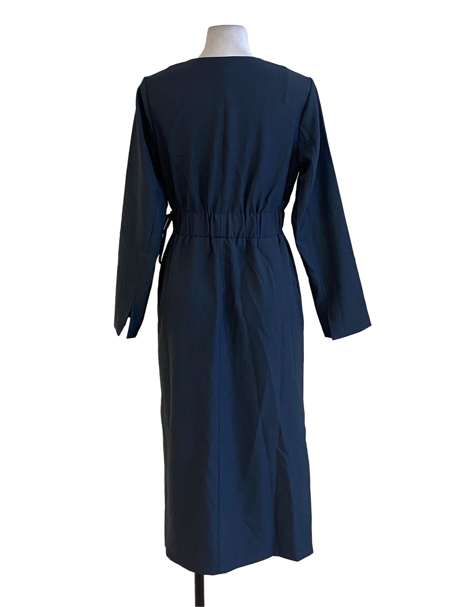 Midnight Blue V-Neck Wrap Dress