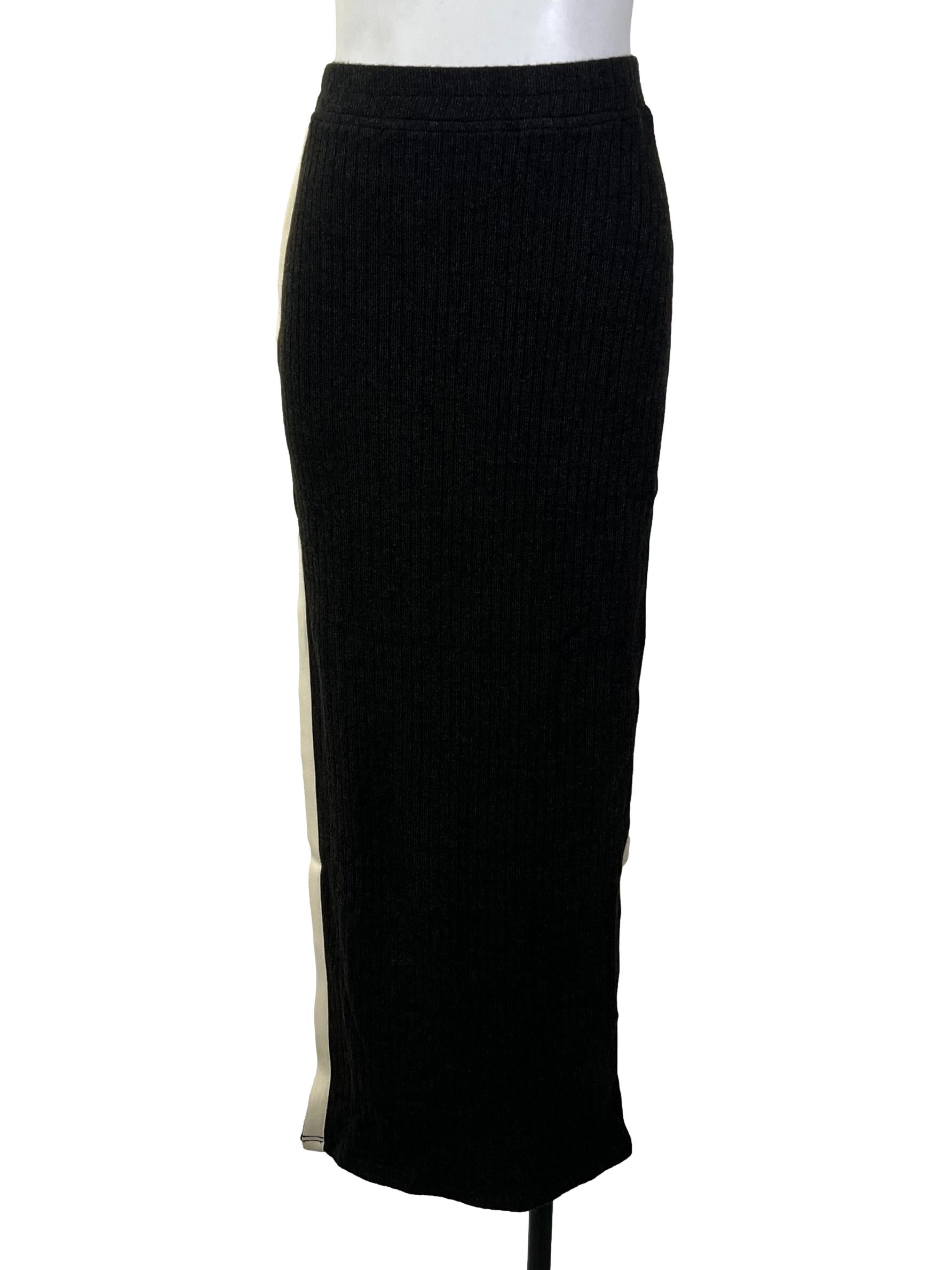 Black White Stripe Detail Skirt