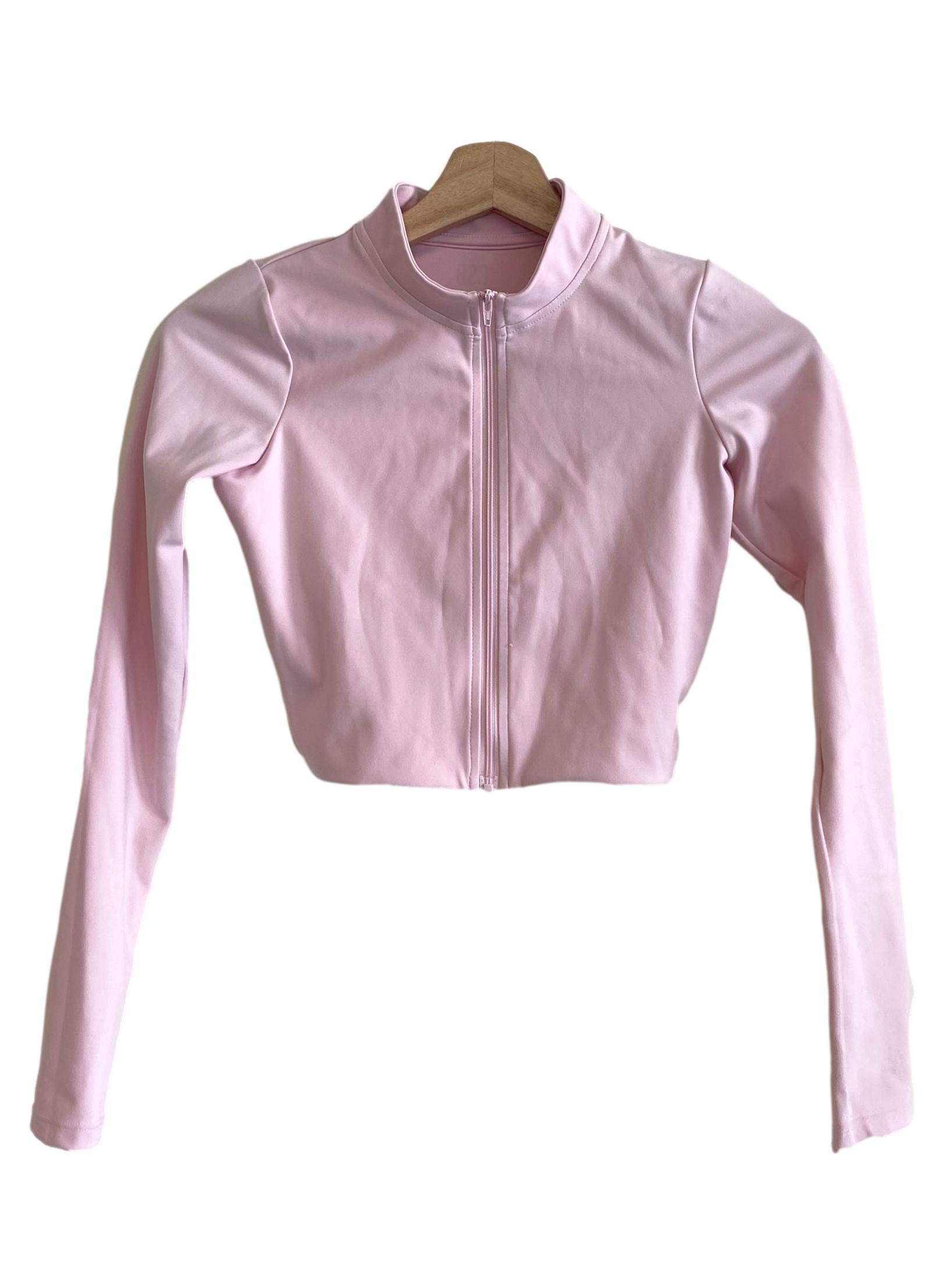 Blush Pink Zipper Crop Jacket