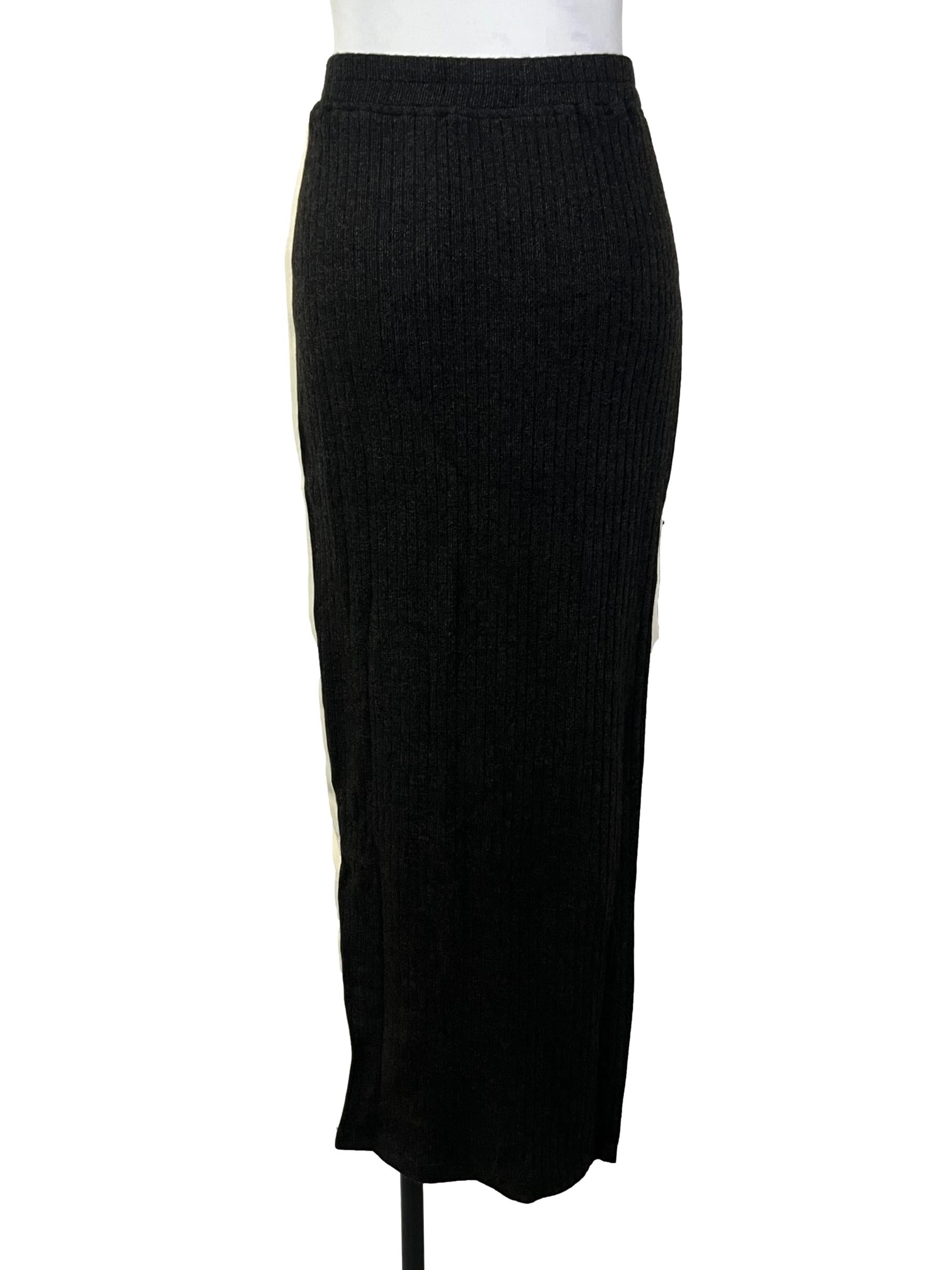 Black White Stripe Detail Skirt