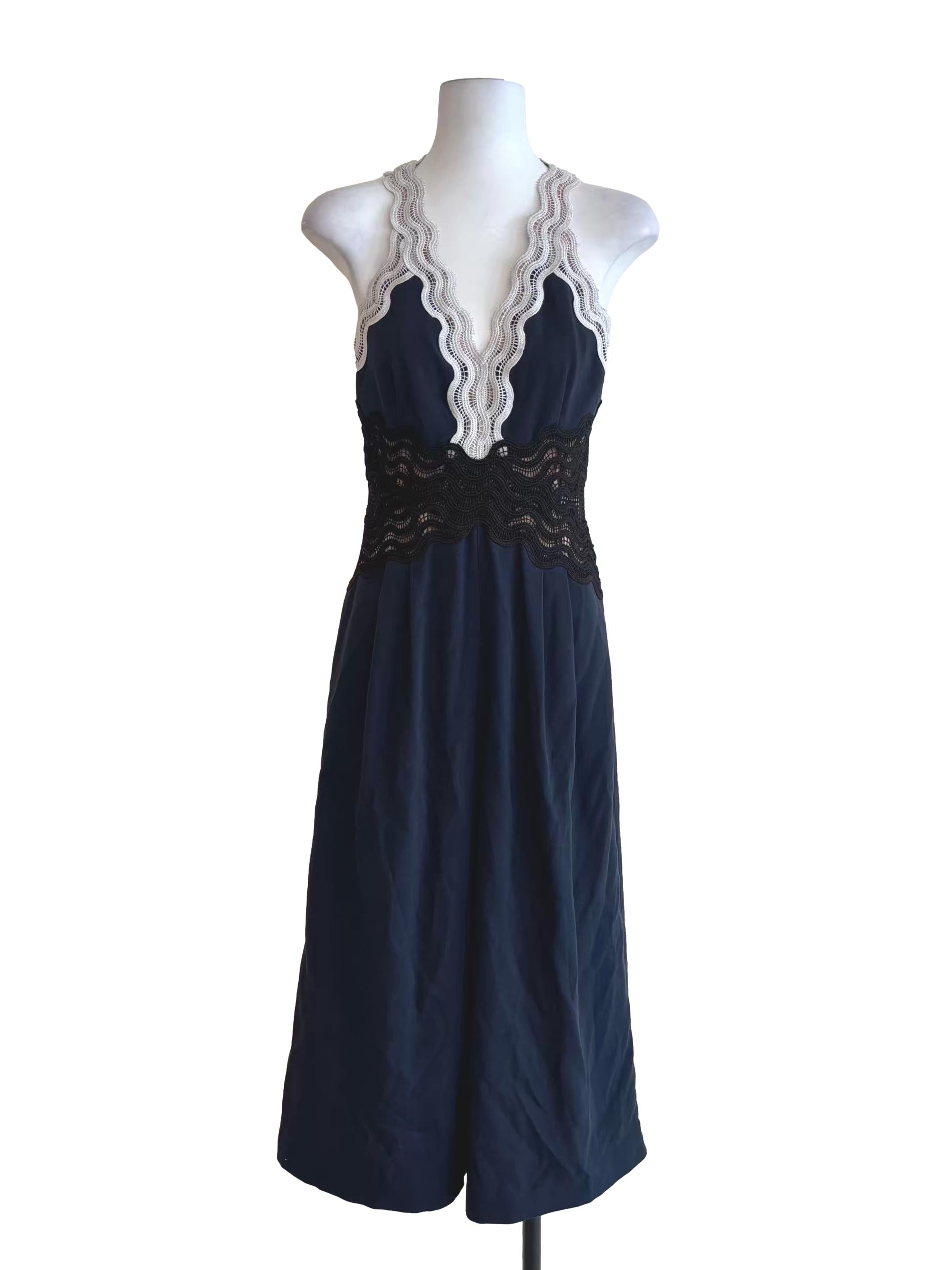 Navy Blue Lace Relaxed Jumpsuit