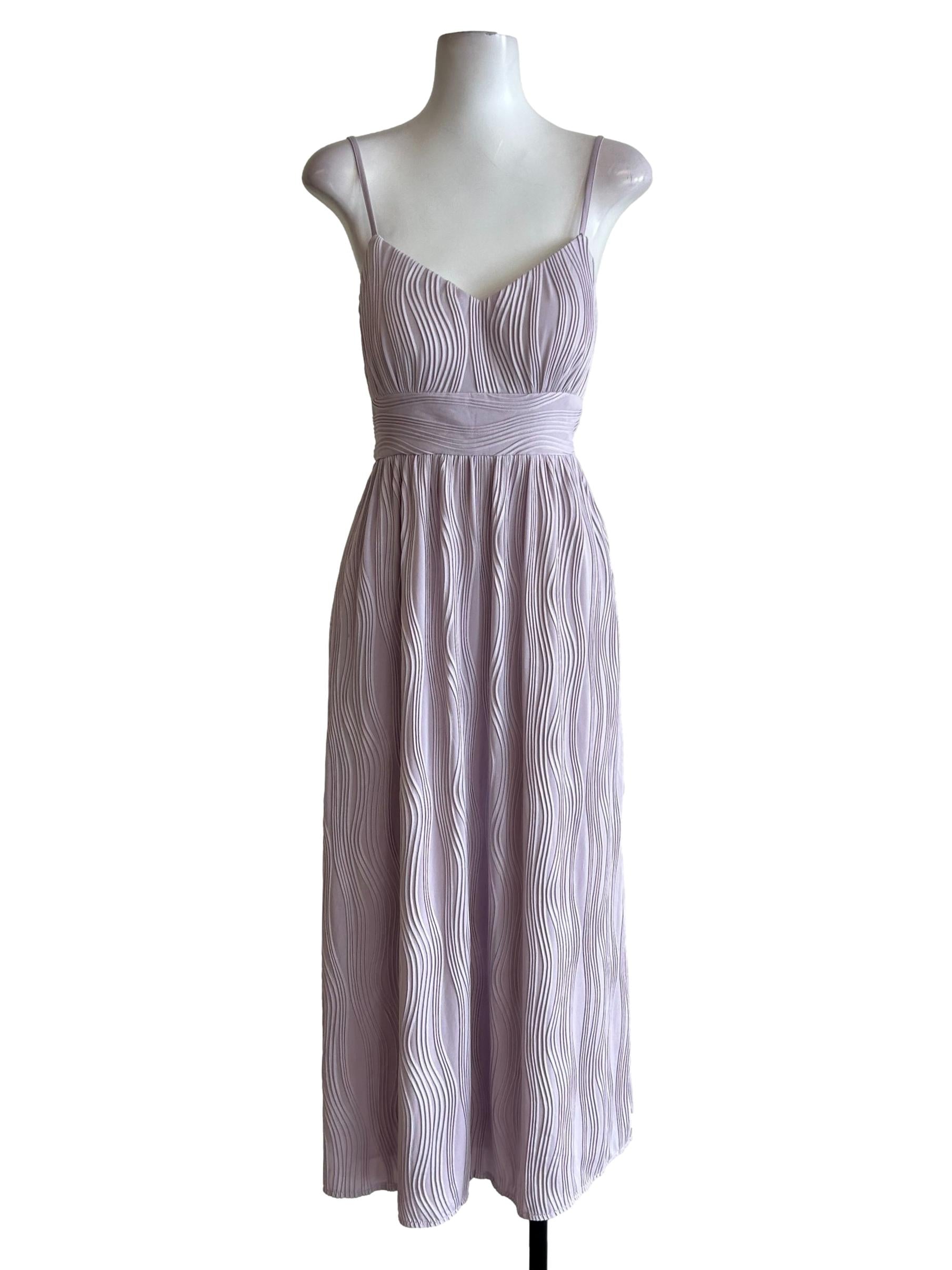Lilac Purple Pleated Midi Dress