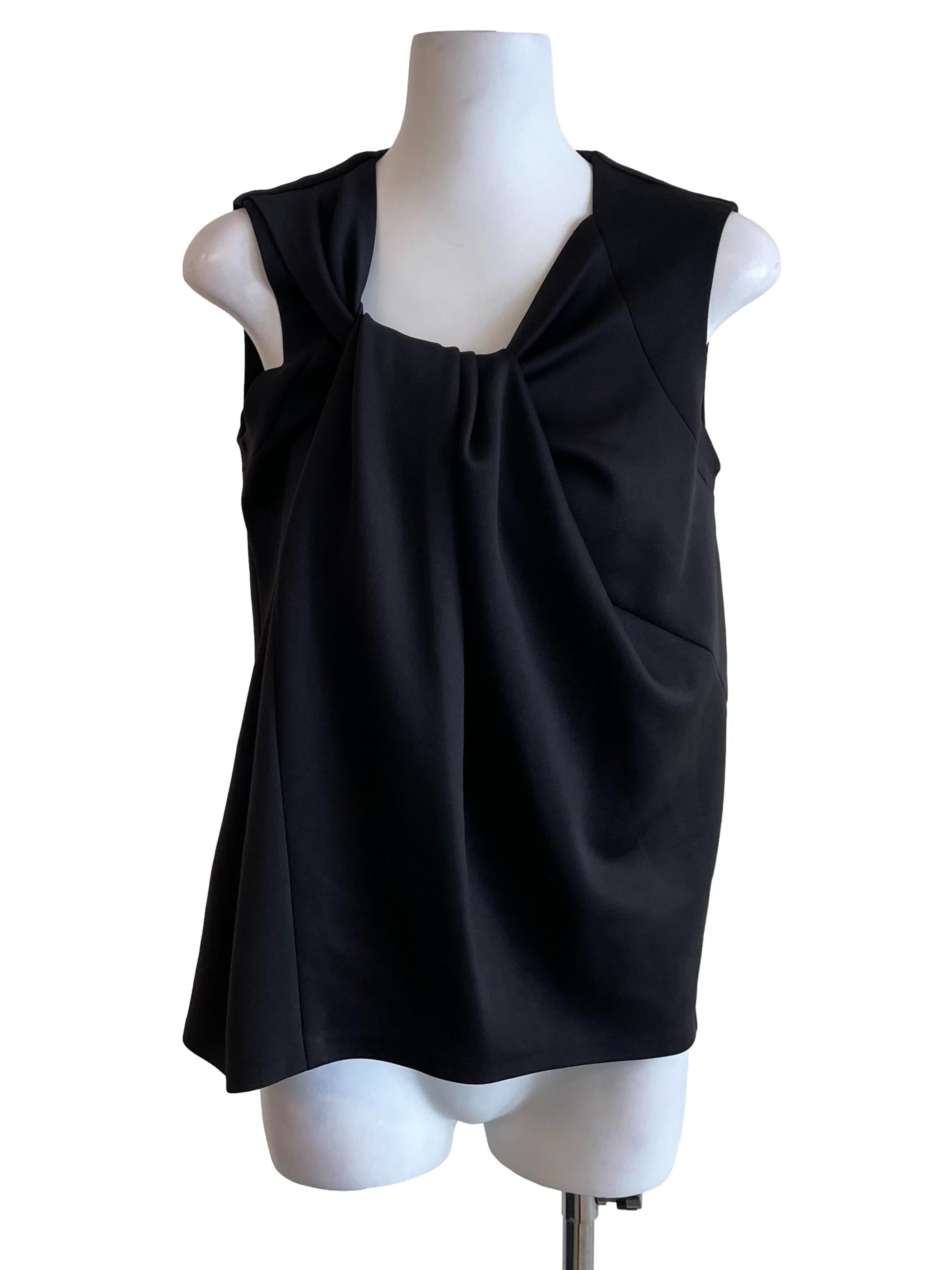Black Draped A-Line Top