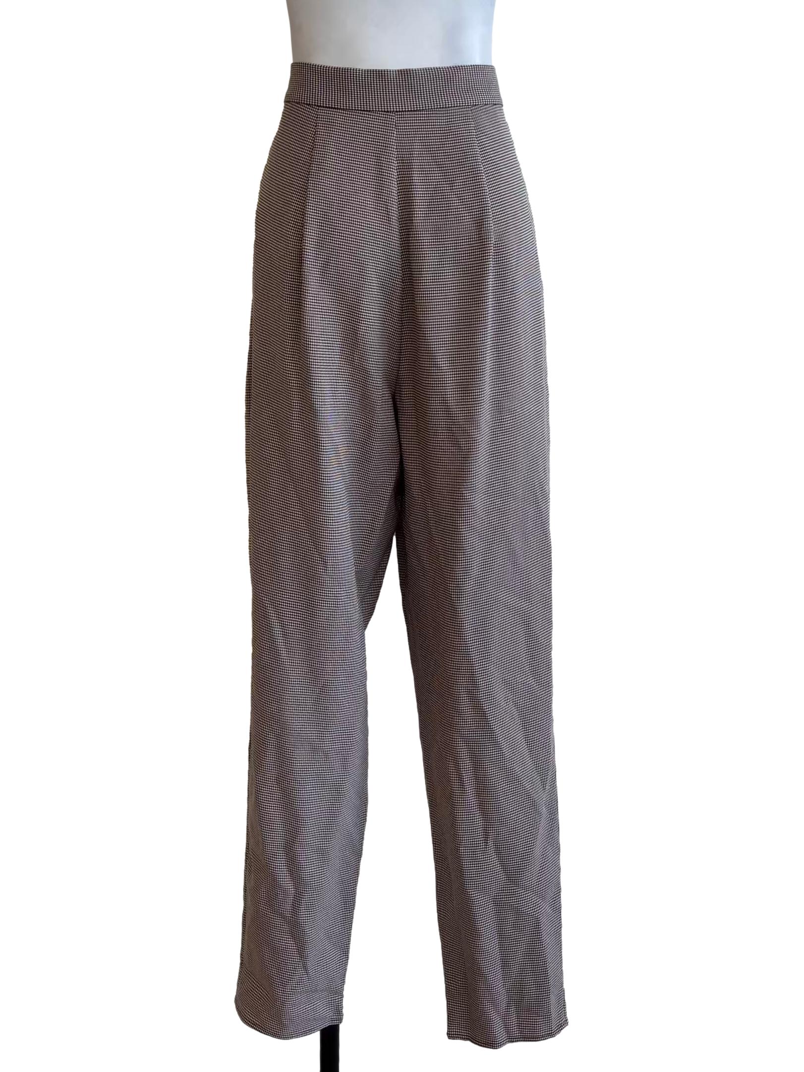 Brown Houndstooth Slim Fit Pants