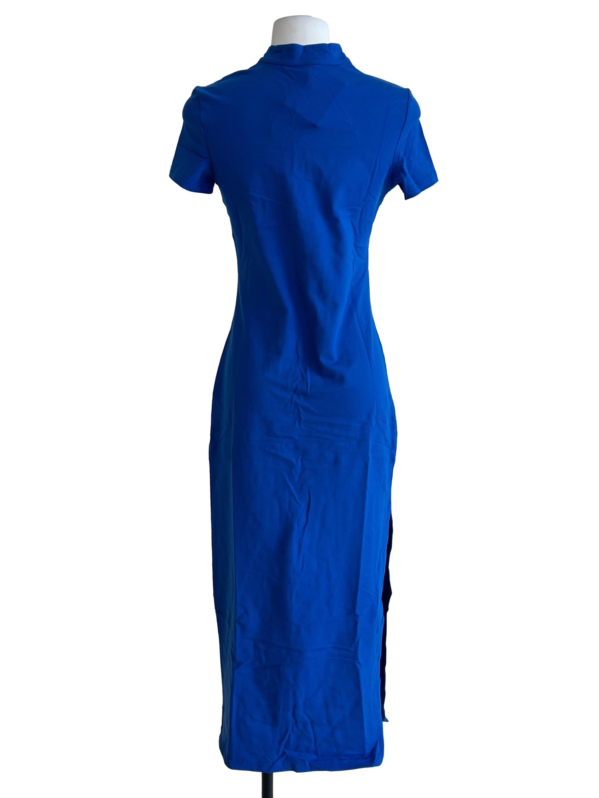 Blue Mae Mandarin Collared Maxi Dress