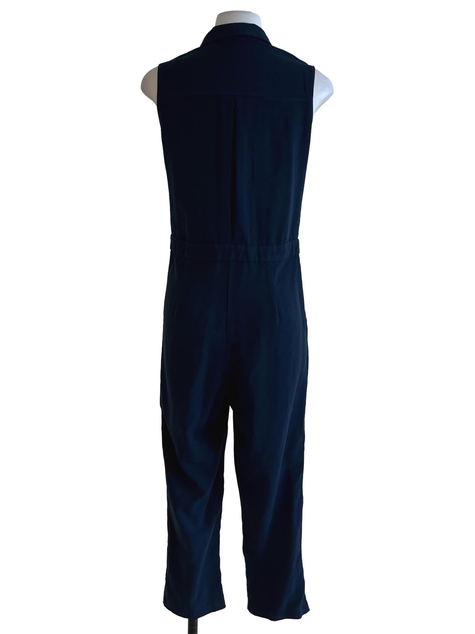 Navy Blue Wing Collar Jumpsuit