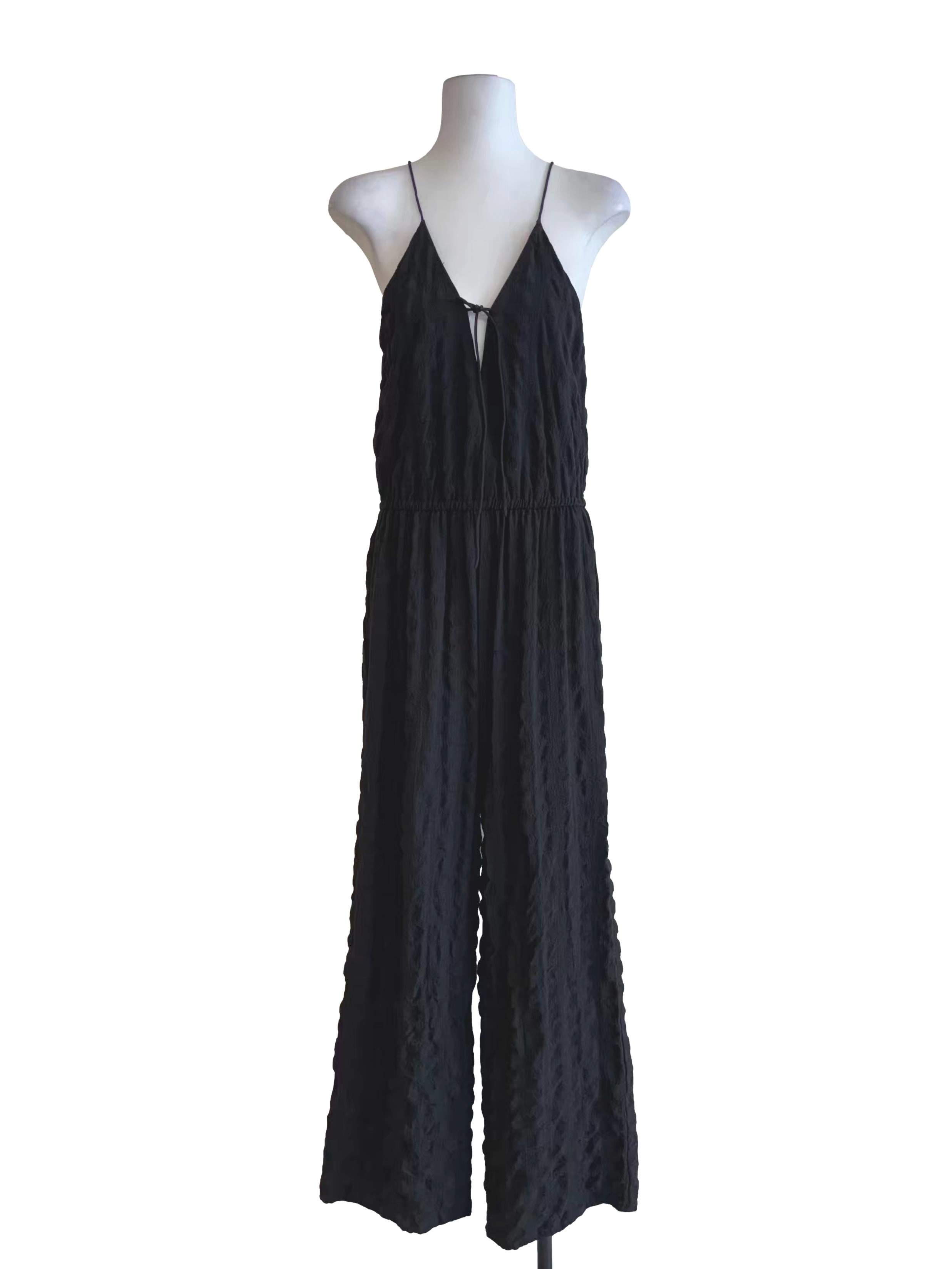 Raven Black Textured Jumpsuit