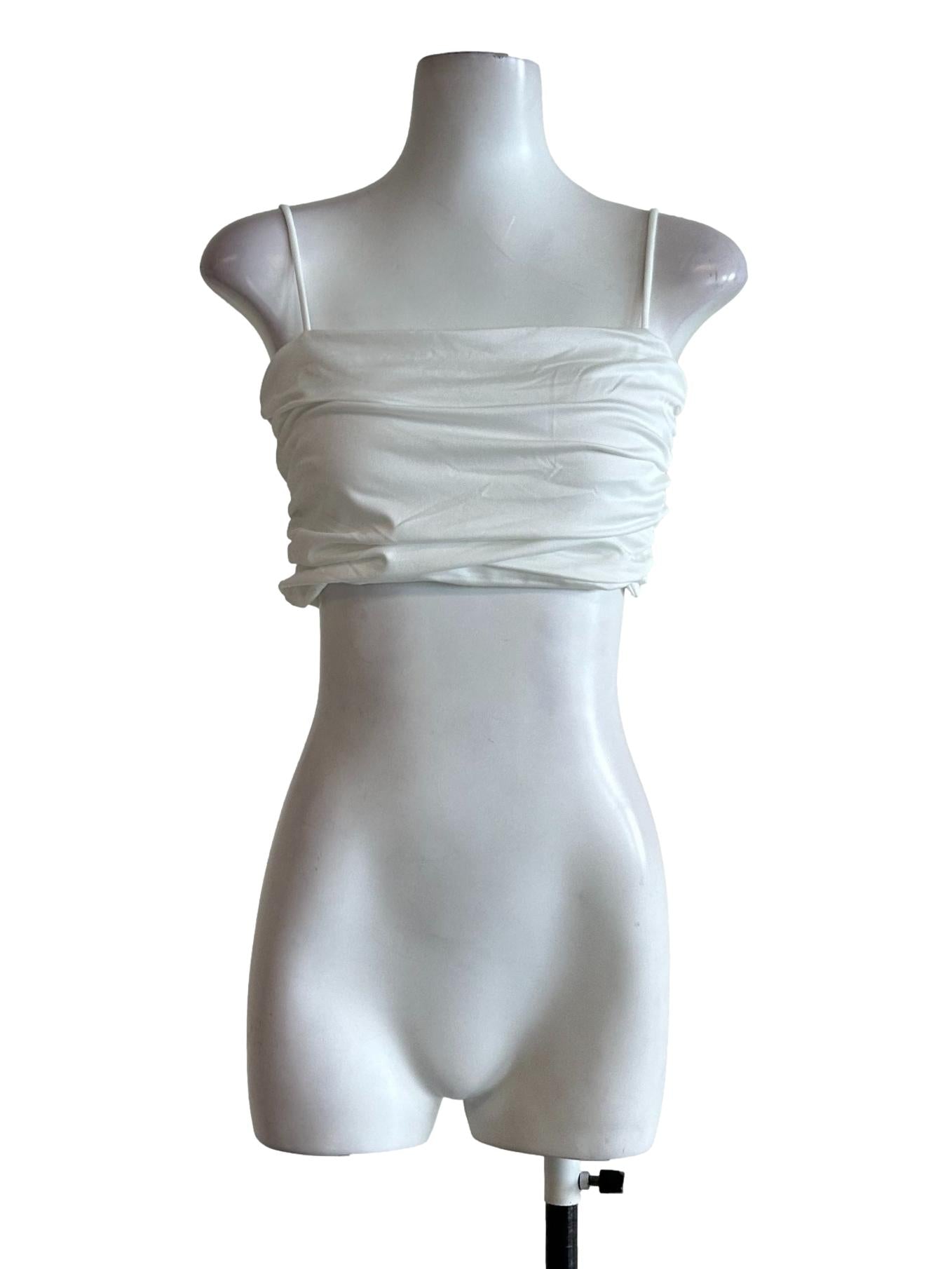 White Padded Cropped Top
