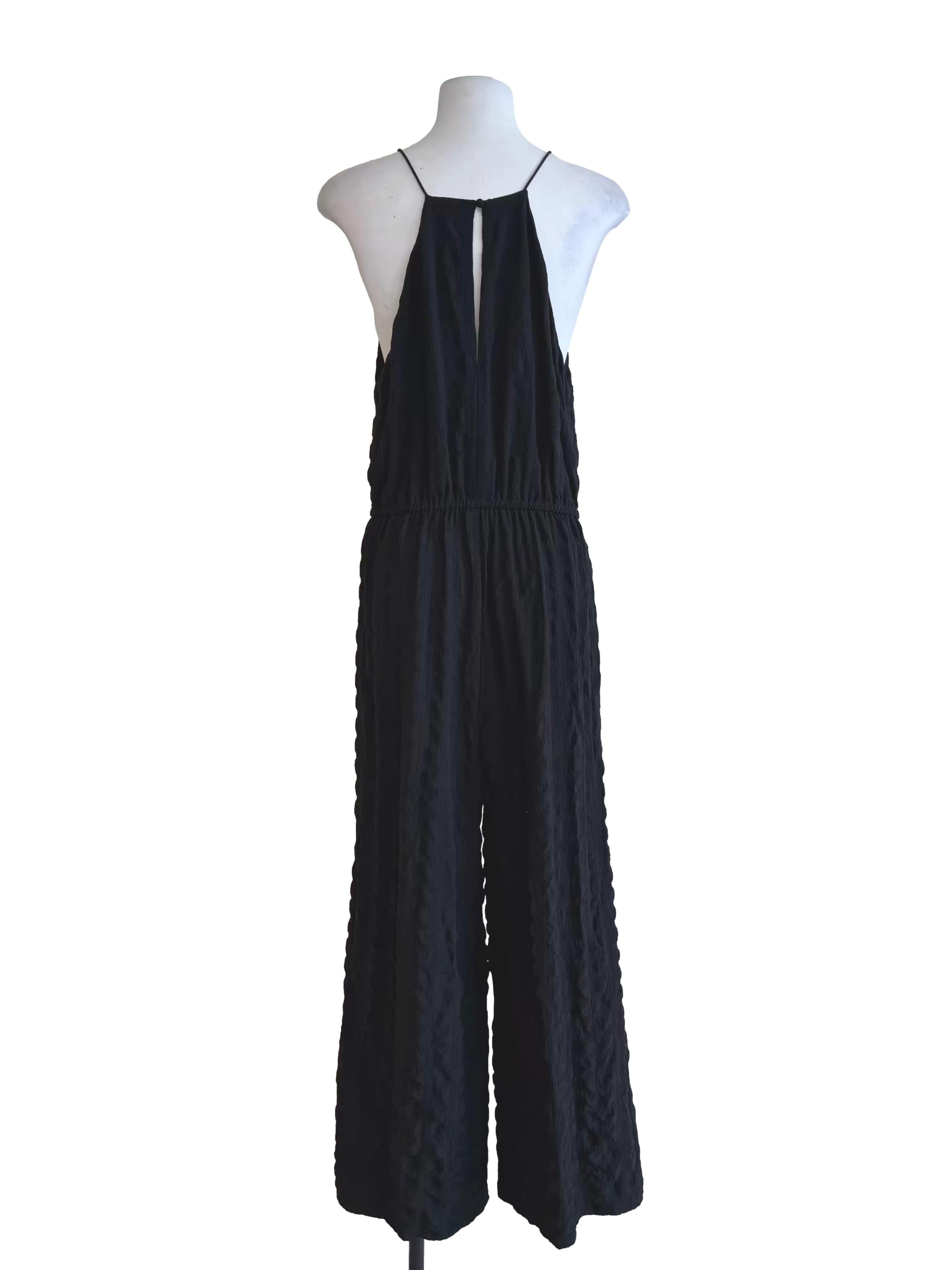 Raven Black Textured Jumpsuit