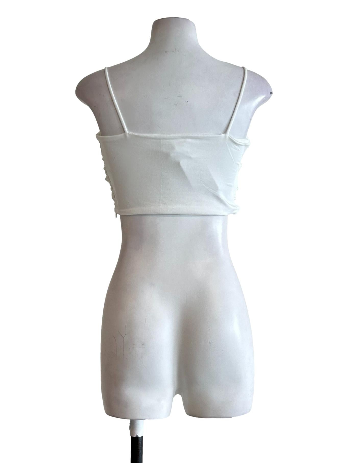 White Padded Cropped Top