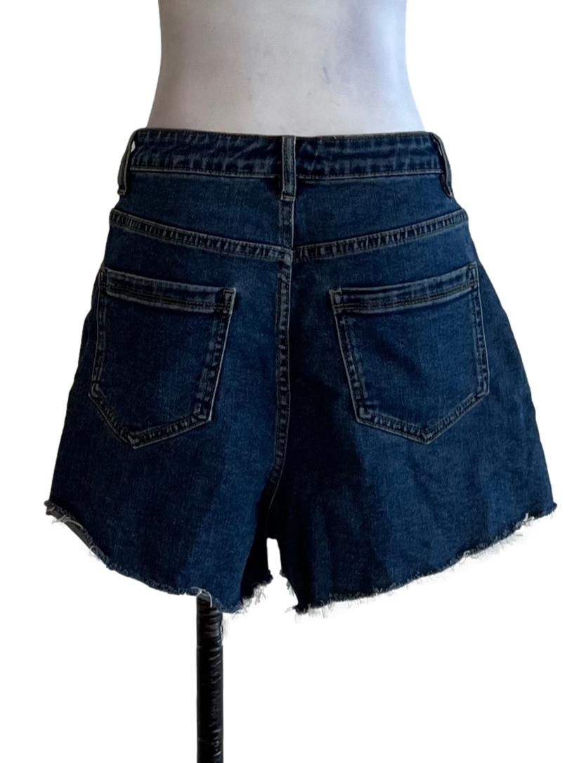 Blue Denim High-Waisted Shorts