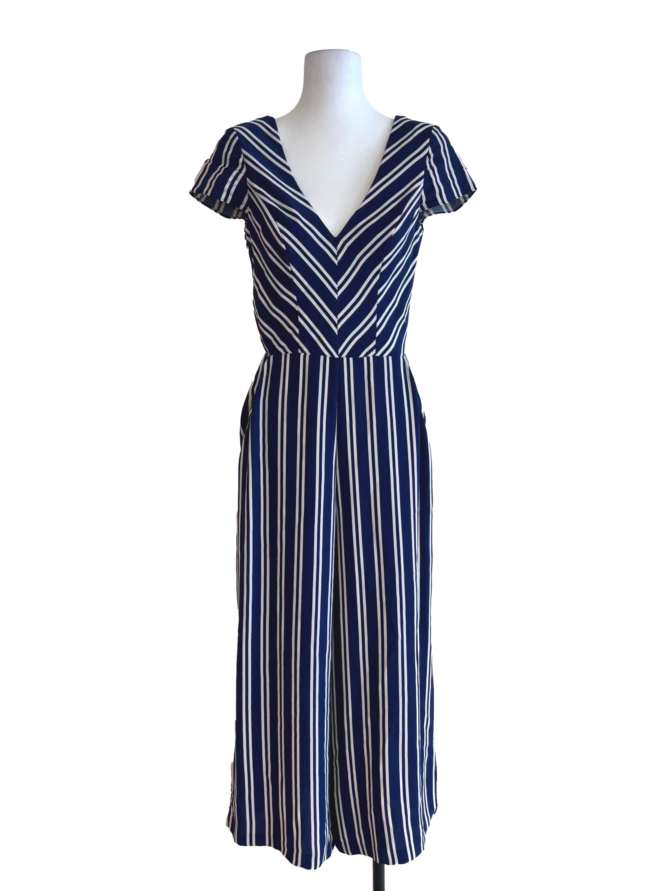 Peacock Blue Striped Jumpsuit