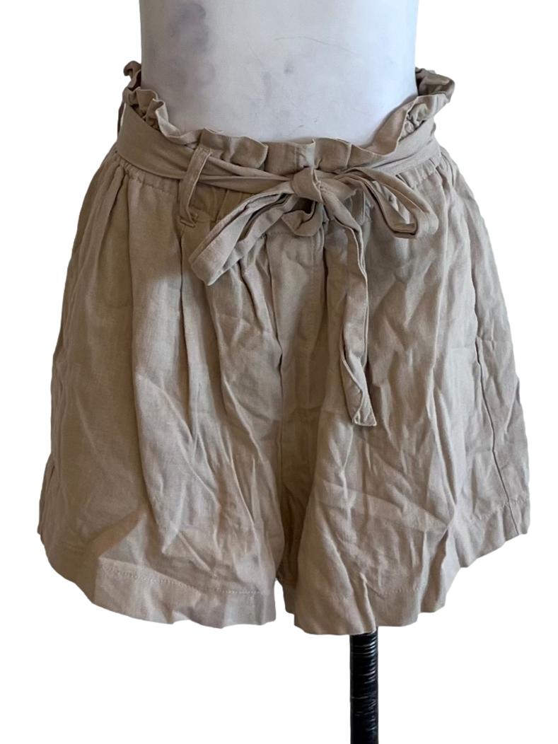Beige High-Waisted Shorts