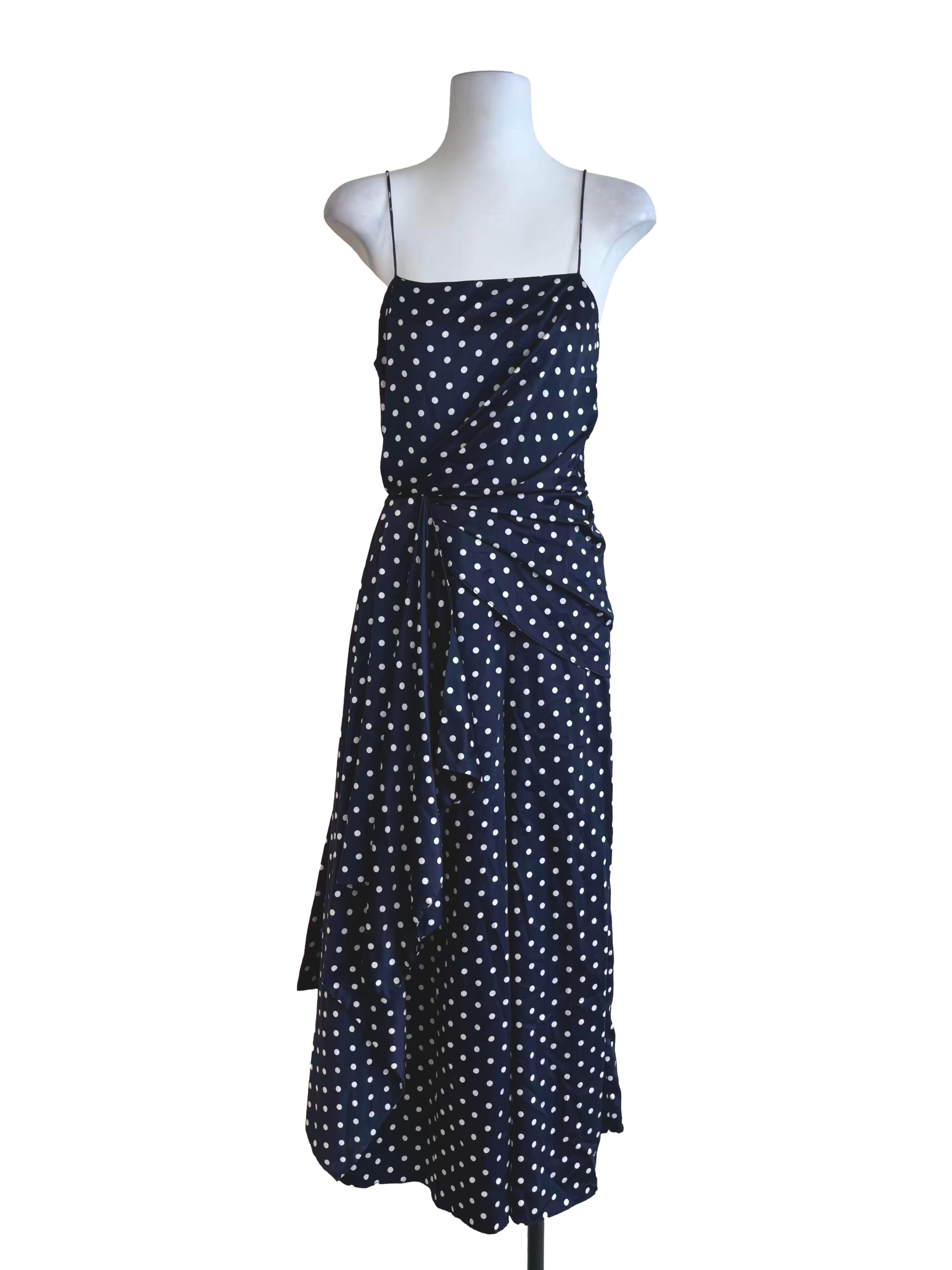 Midnight Blue Polka Dot Drape Jumpsuit