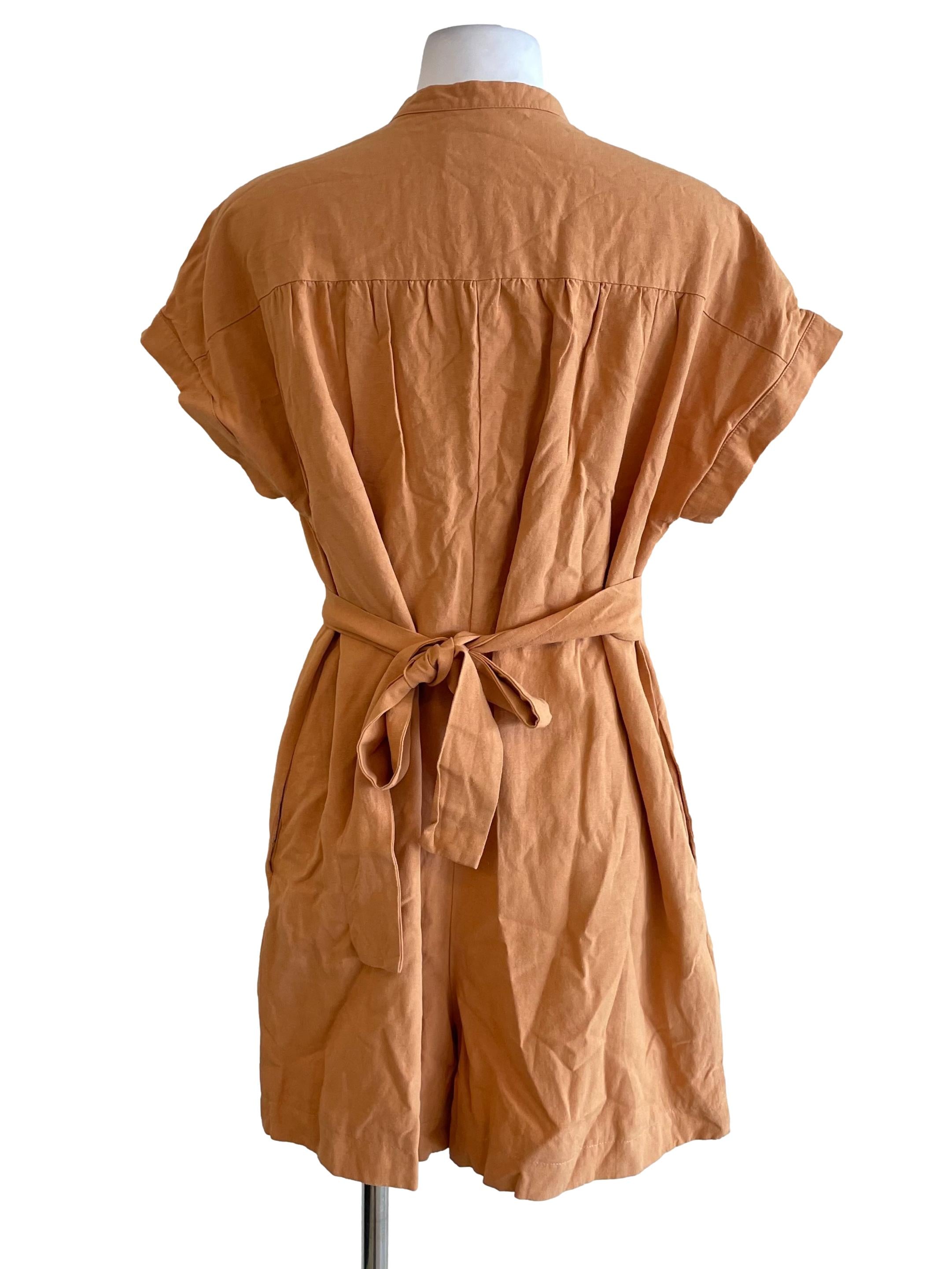 Orange Button-Down Boxy Romper OSN