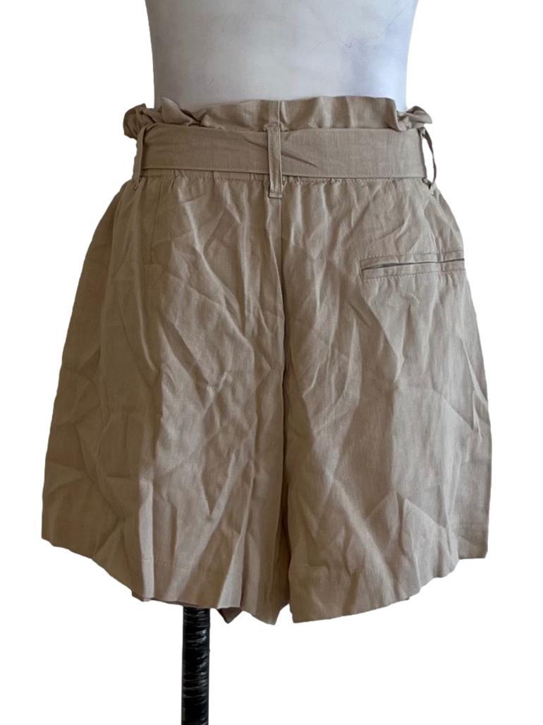 Beige High-Waisted Shorts