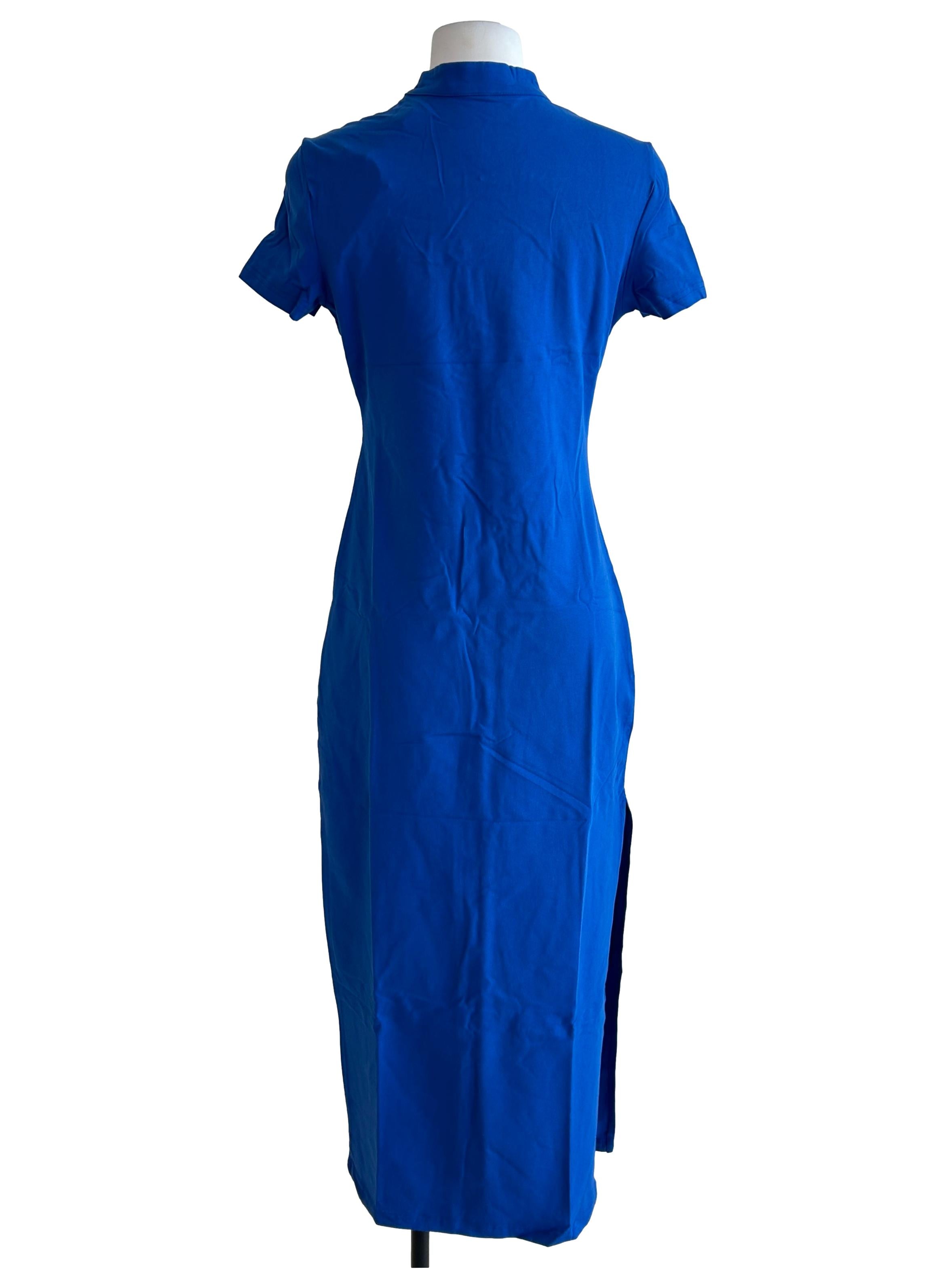 Blue Mae Mandarin Collared Maxi Dress