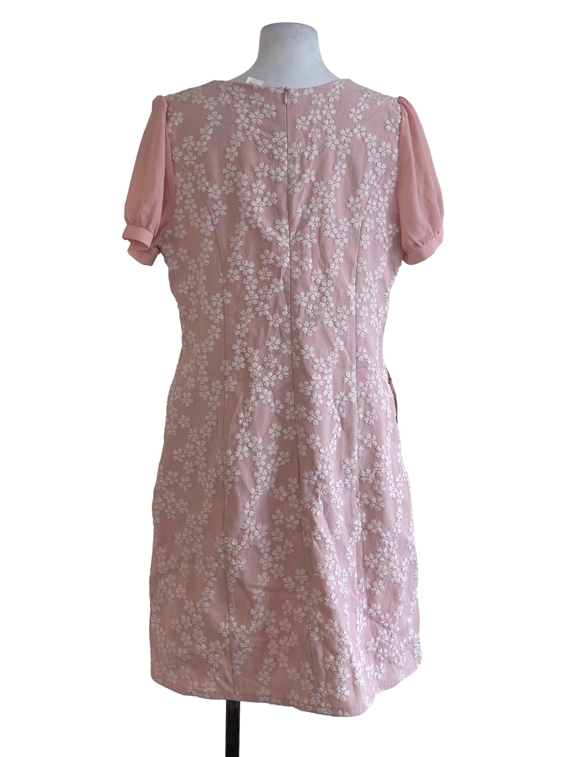 Soft Pink Floral Textured Dress