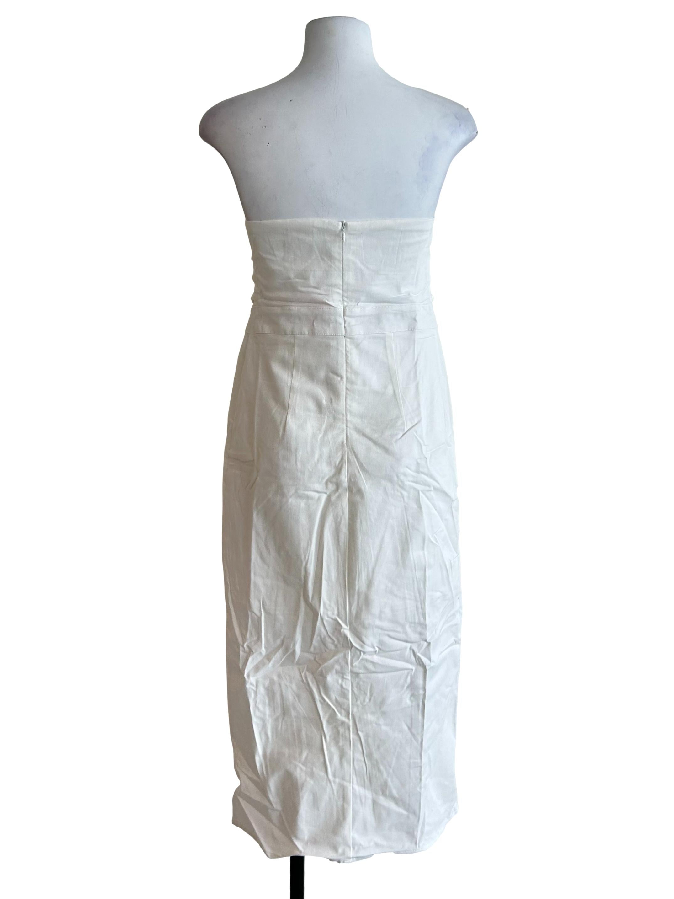 White Romare Lace Up Tube Padded Dress