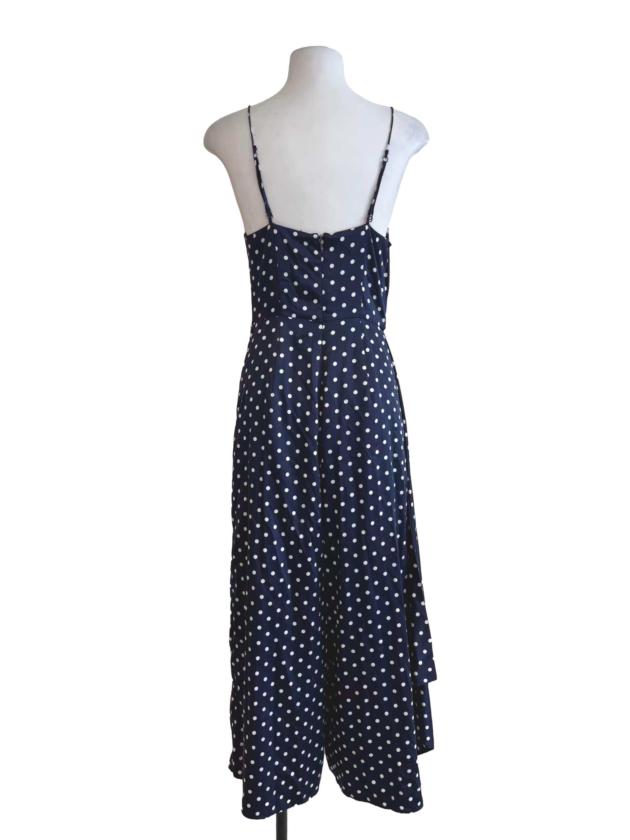 Midnight Blue Polka Dot Drape Jumpsuit