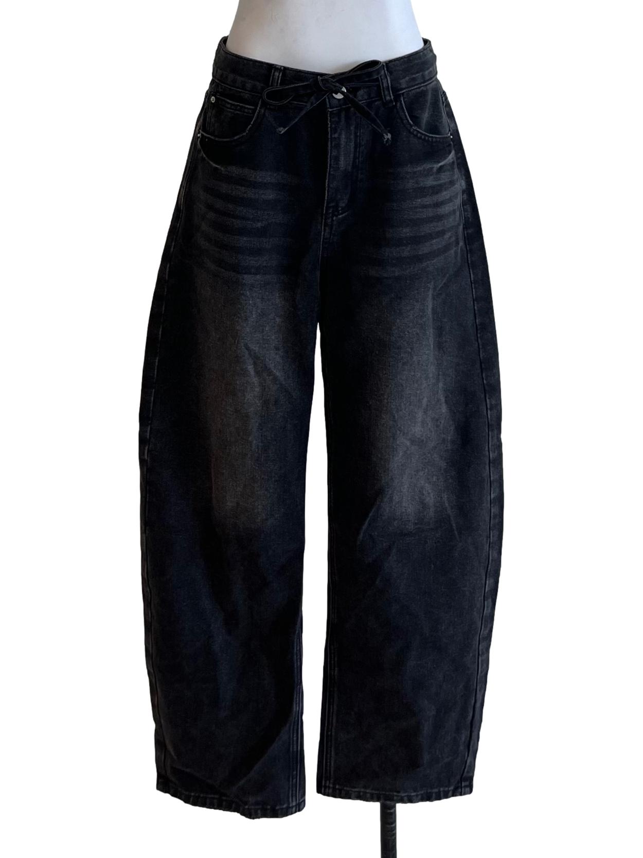 Black Denim Wide Leg Jeans