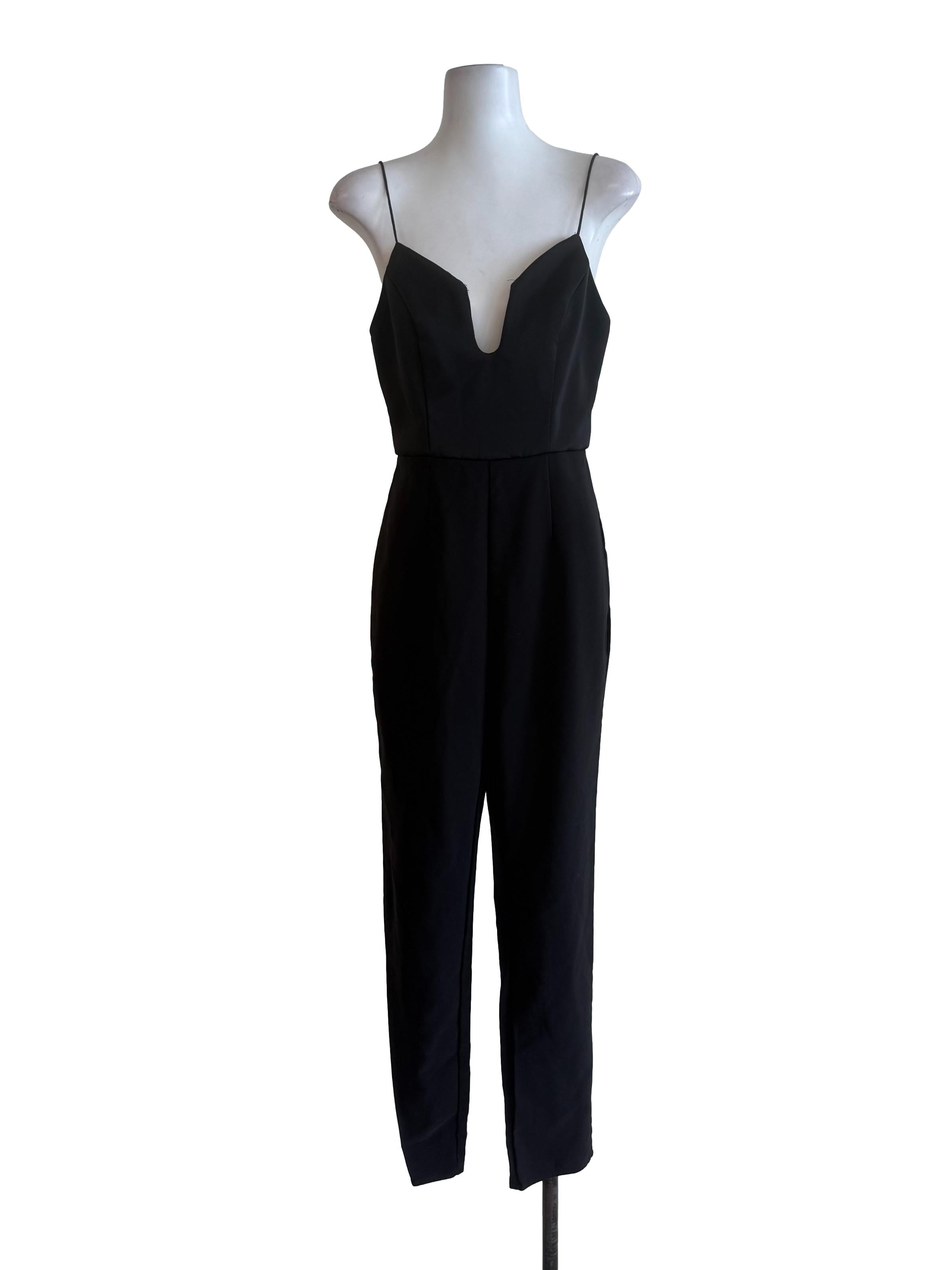 Black Deep Neck Jumpsuit