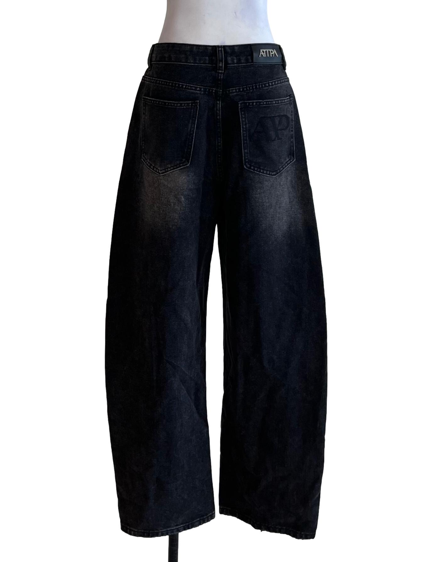 Black Denim Wide Leg Jeans