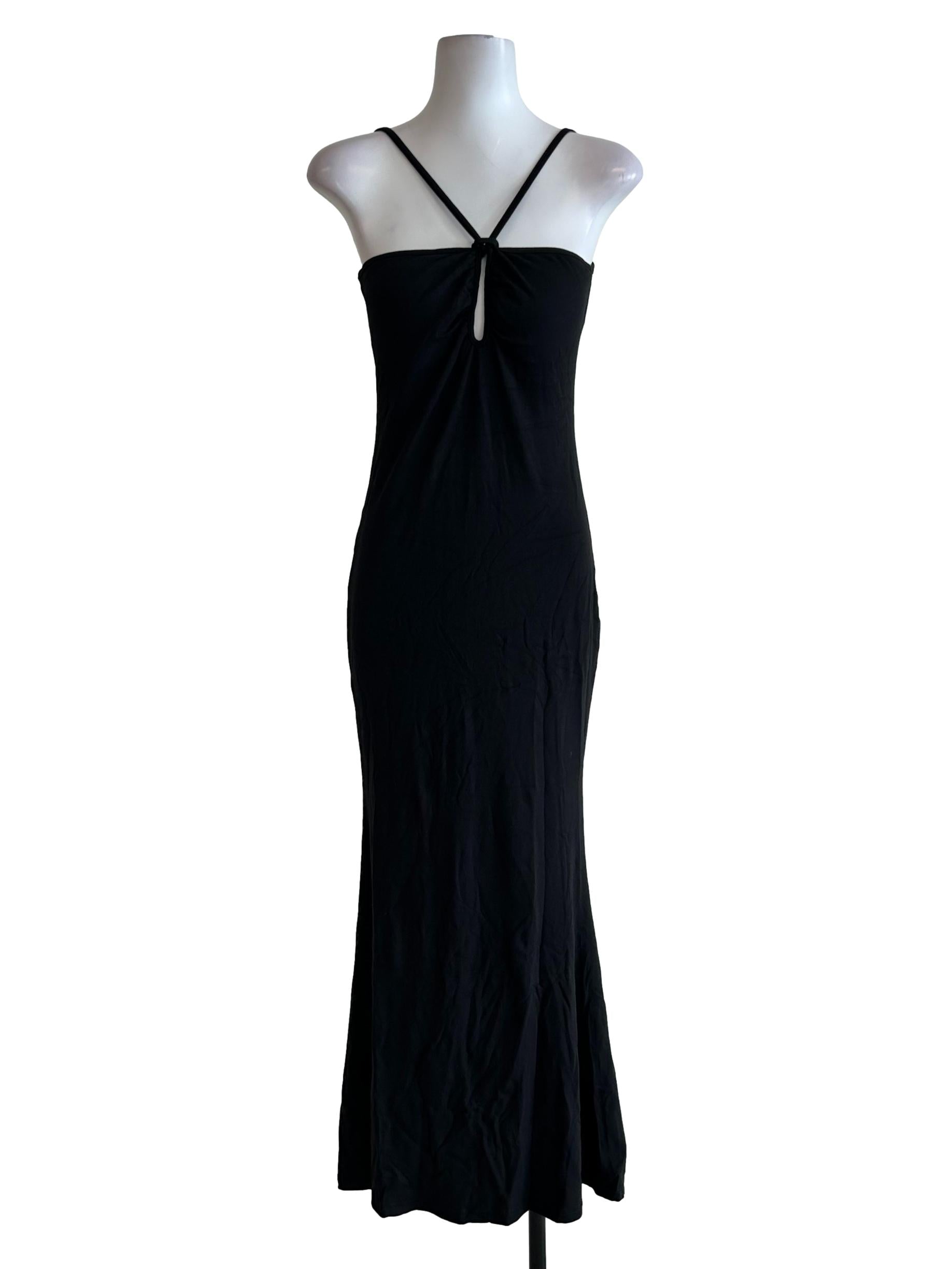Black Lower Back Halter Maxi Dress