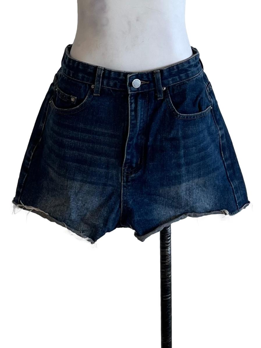 Blue Denim High-Waisted Shorts