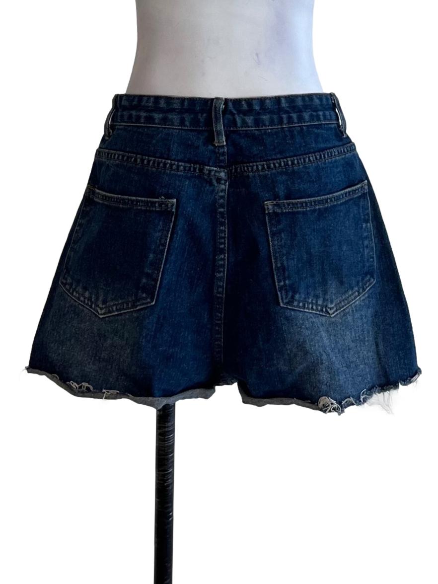 Blue Denim High-Waisted Shorts